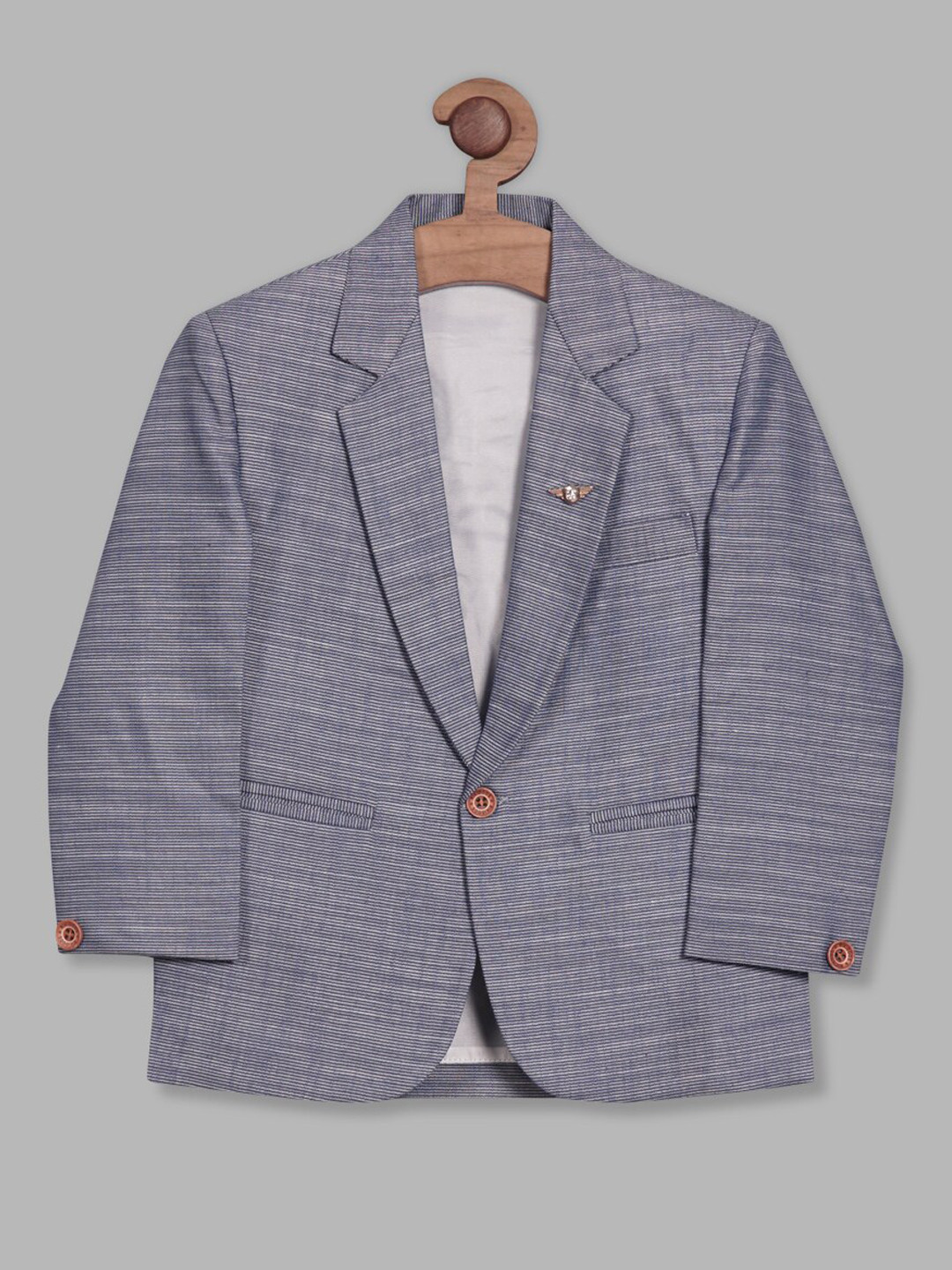 

RIKIDOOS Boys Striped Single-Breasted Tailored-Fit Cotton Blazer, Blue