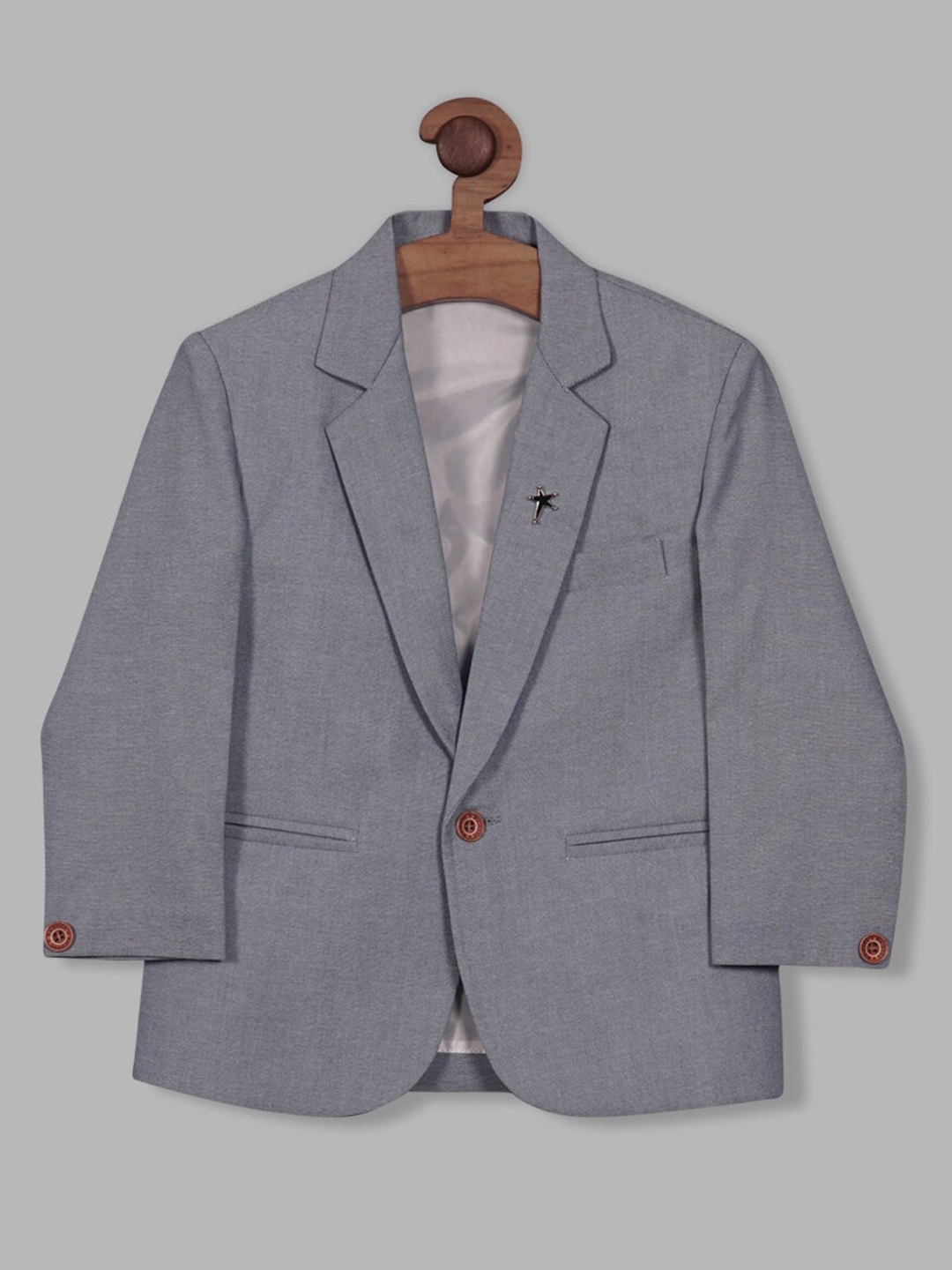 

RIKIDOOS Boys Tailored Fit Cotton Single Breasted Blazer, Blue