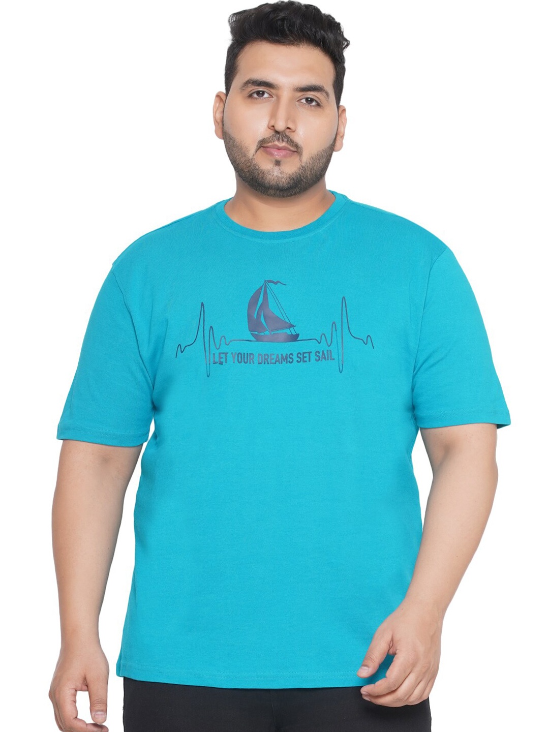 

Santonio Men Plus Size Round Neck Cotton T-shirt, Blue