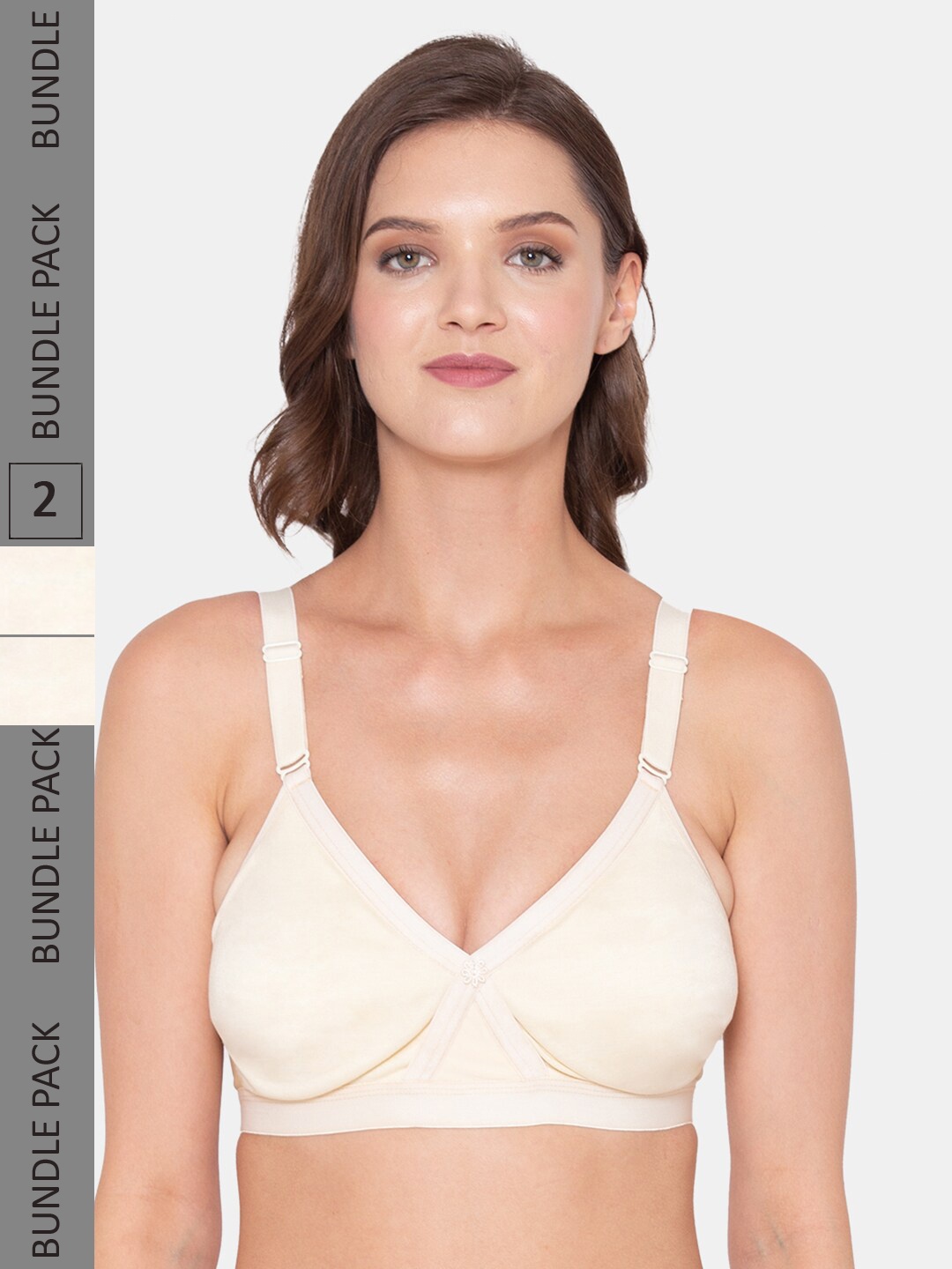 

Souminie Pack Of 2 Non-Padded Full Coverage All Day Comfort Seamless Cotton Minimizer Bra, Beige