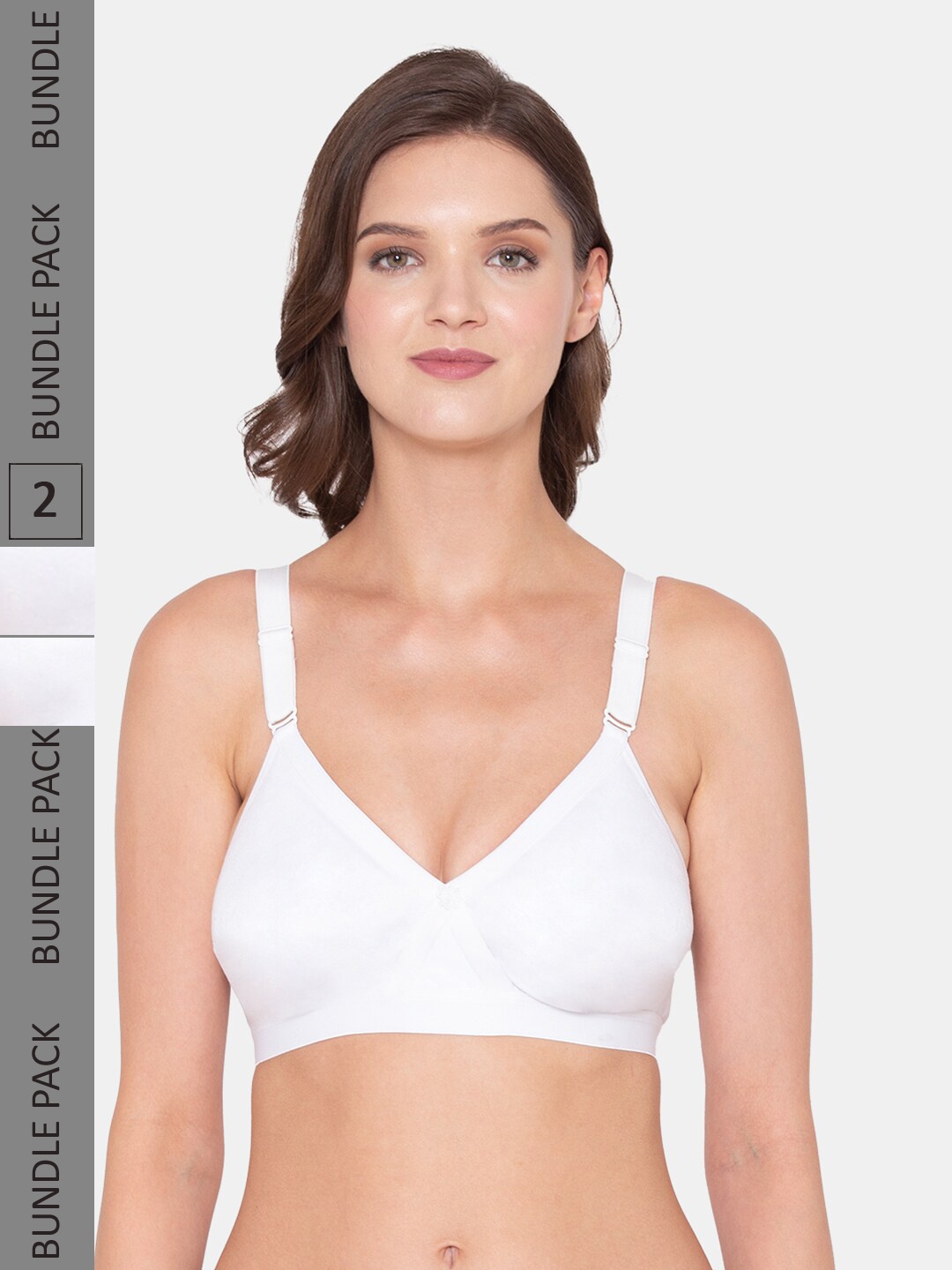 

Souminie Pack Of 2 Non-Padded Full Coverage All Day Comfort Seamless Cotton Minimizer Bra, White