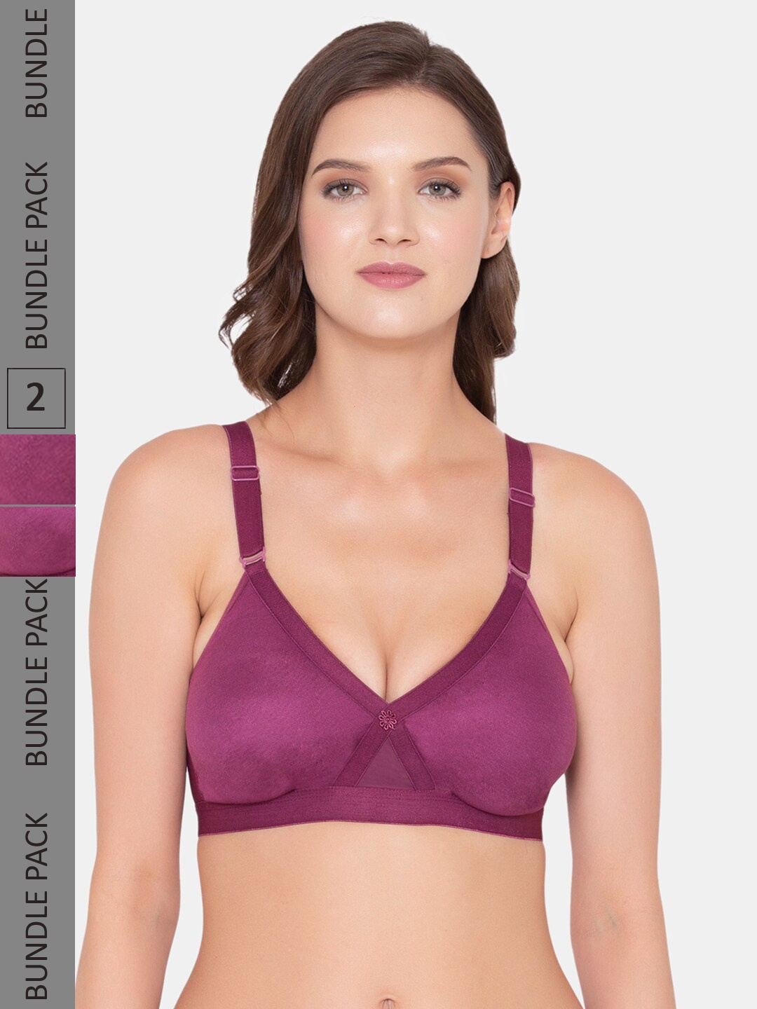 

Souminie Pack Of 2 Seamless All Day Comfort Cotton Everyday Bra, Magenta