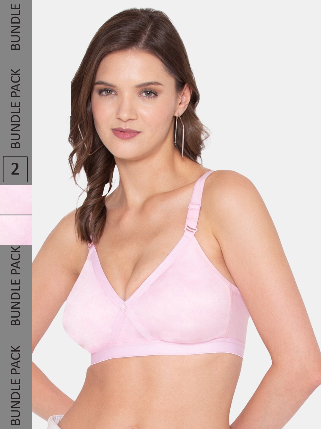 

Souminie Pack Of 2 Medium Coverage Non Padded Seamless Everyday Bra -All Day Comfort, Pink