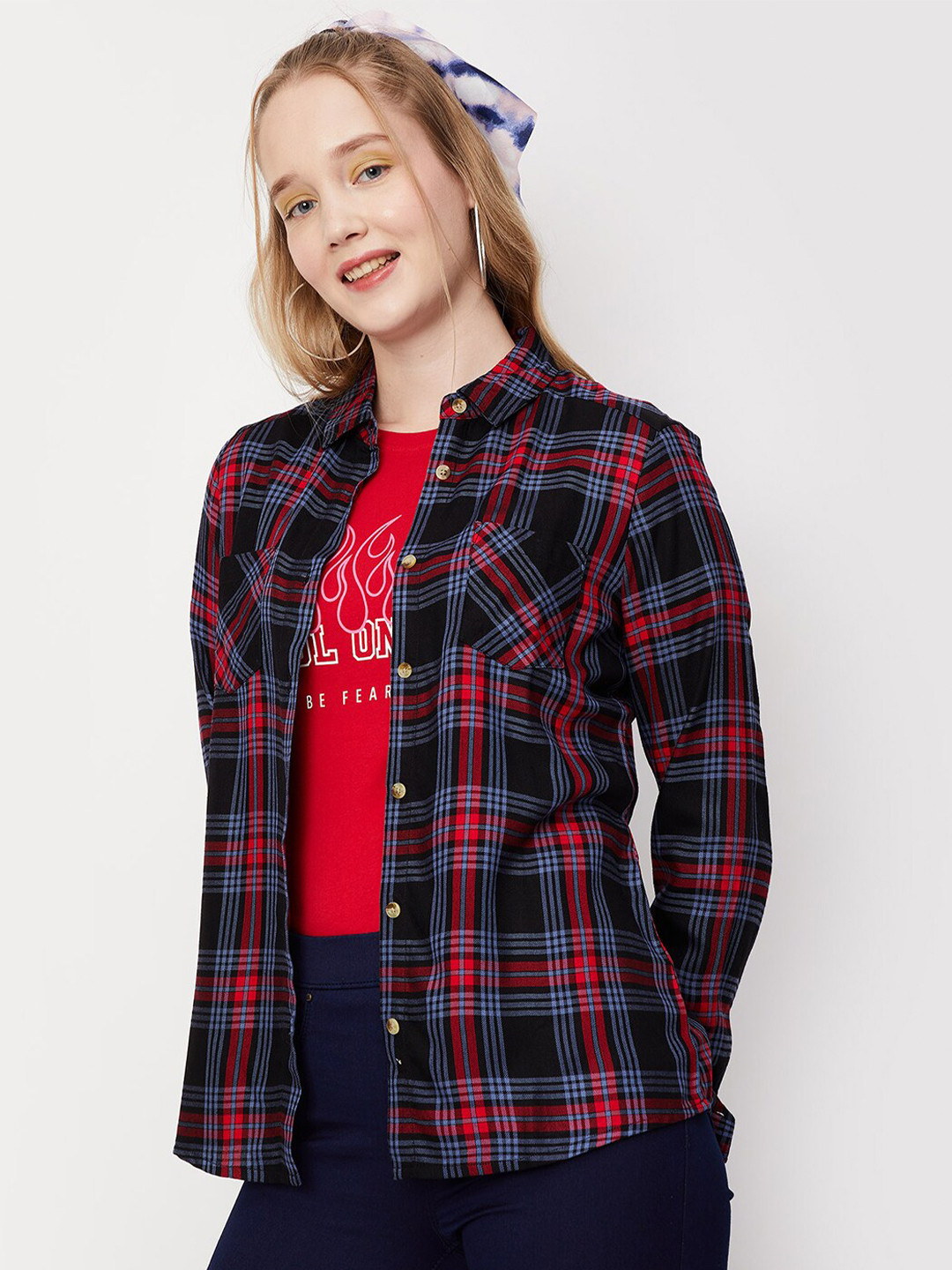 

max Tartan Checked Casual Shirt, Blue