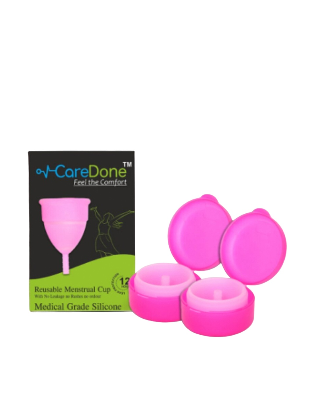 

CareDone Set of 2 Reusable Soft and Leakproof Silicone Folding Menstrual Cups, Pink