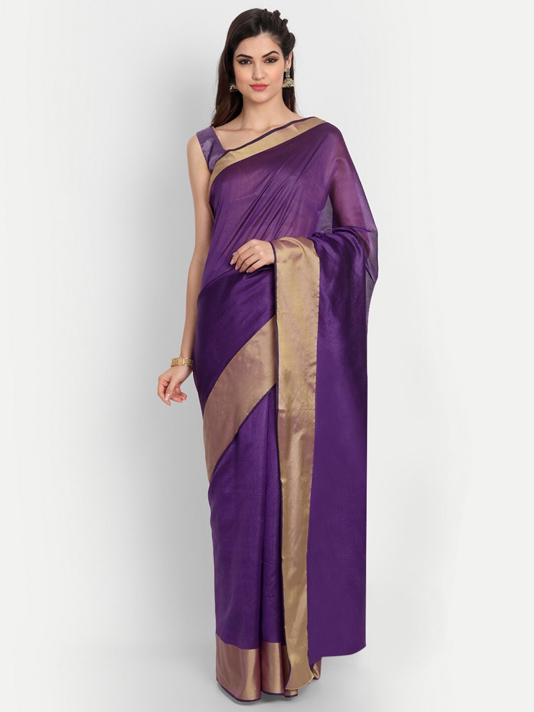 

BAPS Zari Pure Cotton Kota Handloom Saree, Purple