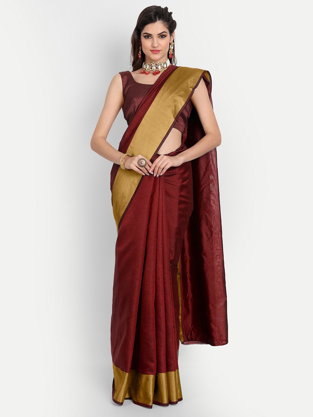 

BAPS Zari Pure Cotton Kota Handloom Saree, Maroon