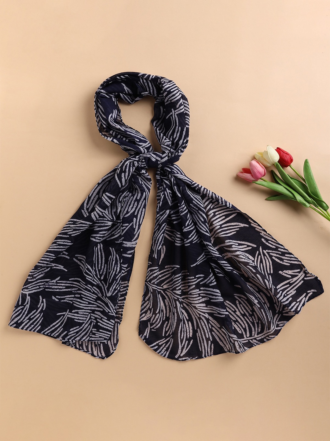 

Jewelz Women Floral Printed Chiffon Stole, Black