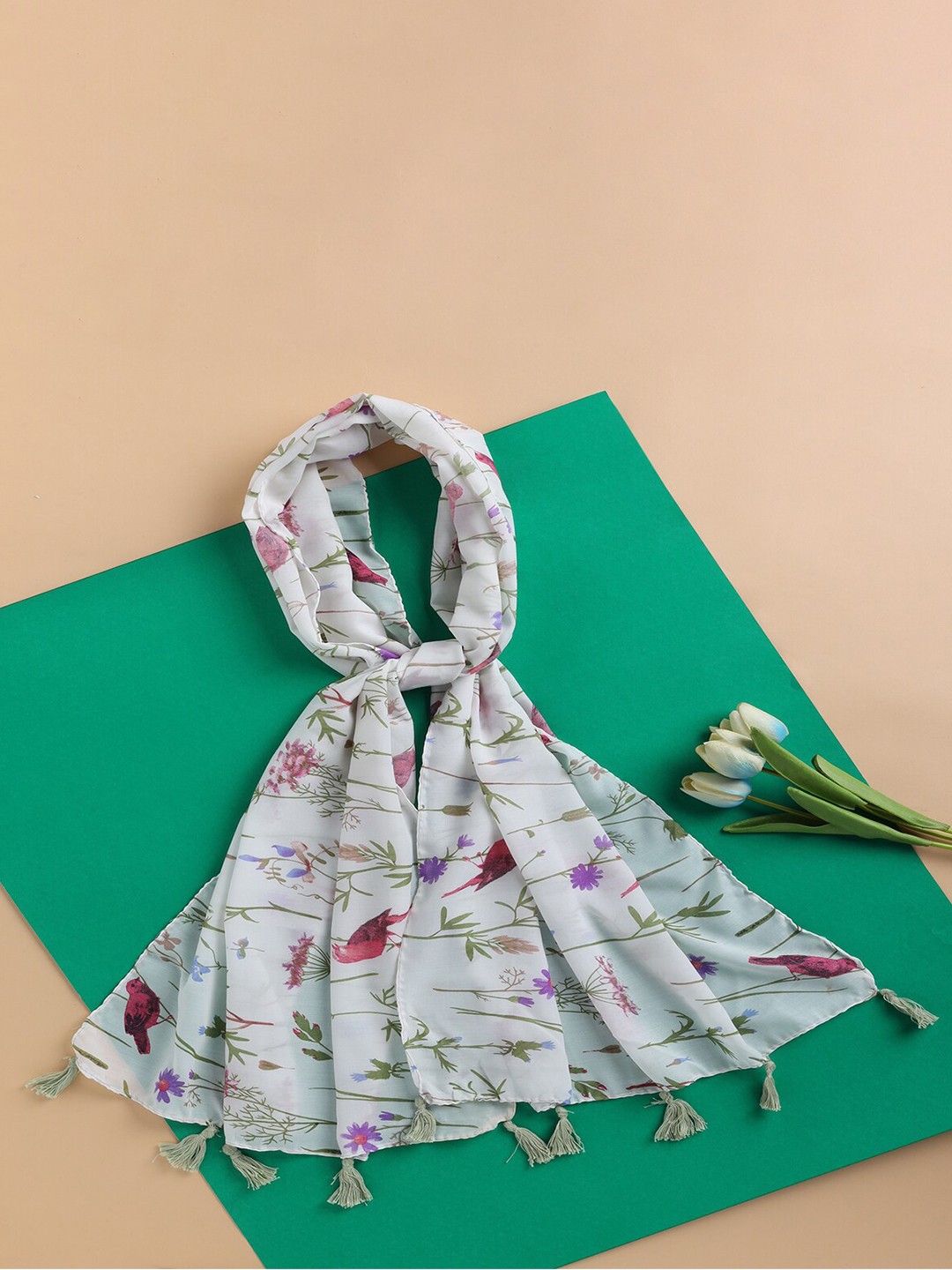 

Jewelz Women Floral Printed Stole, Green