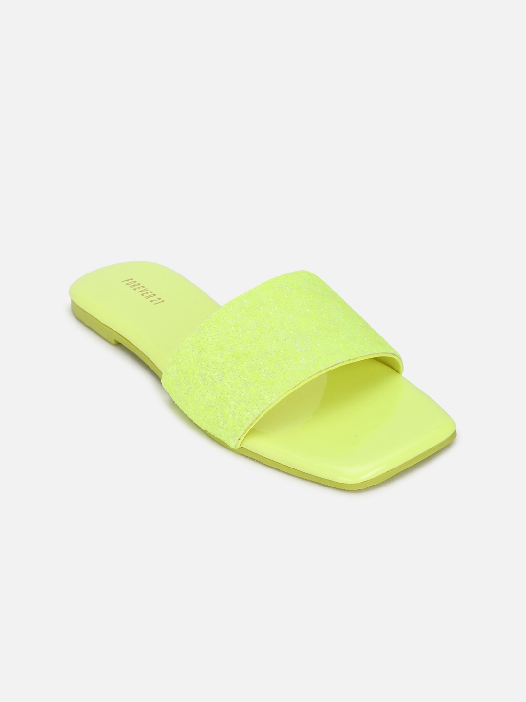 

FOREVER 21 Women Yellow Embellished Open Toe Flats