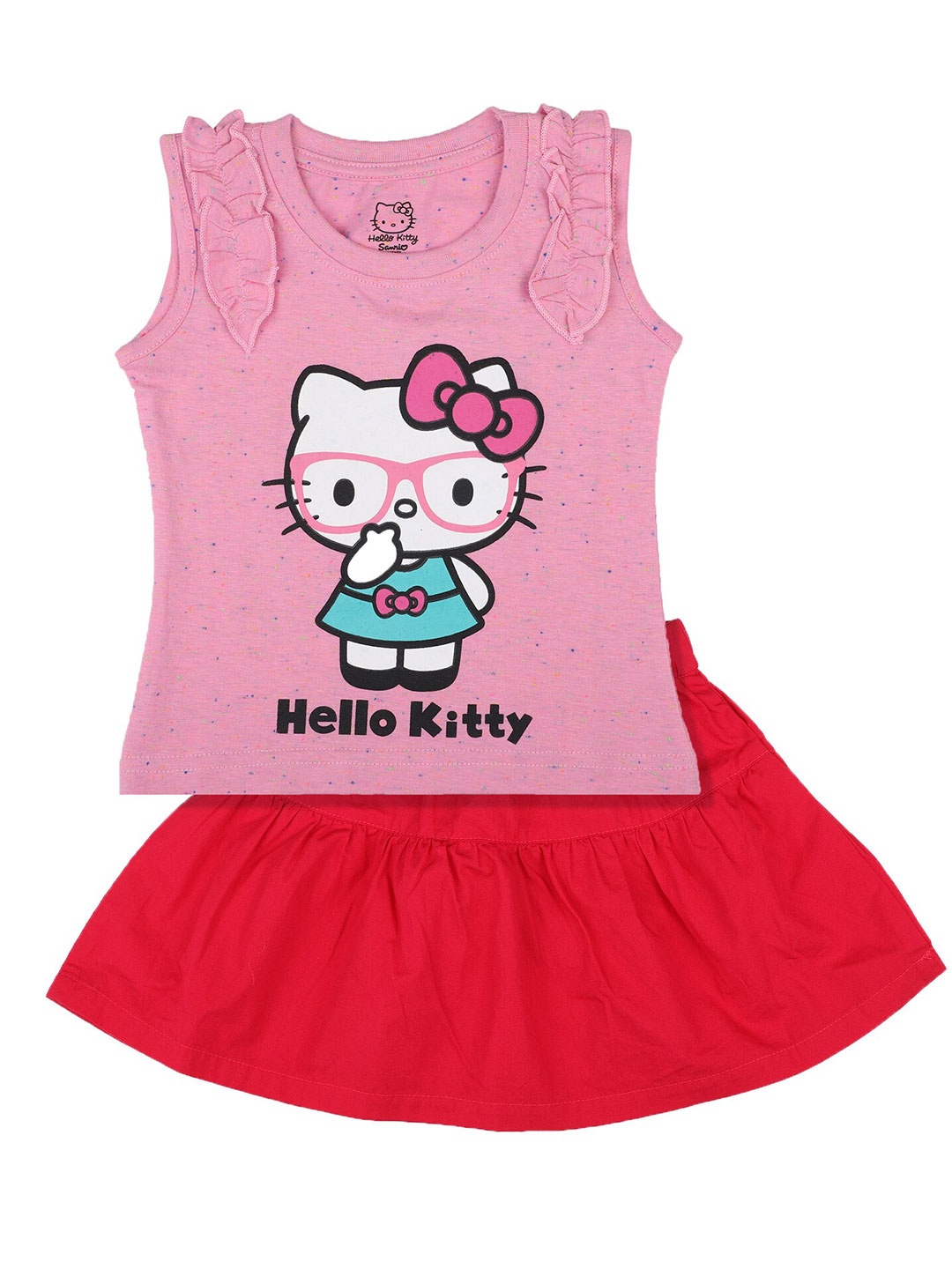 

Bodycare Kids Infants Girls Printed Pure Cotton T-shirt With Skirt, Pink