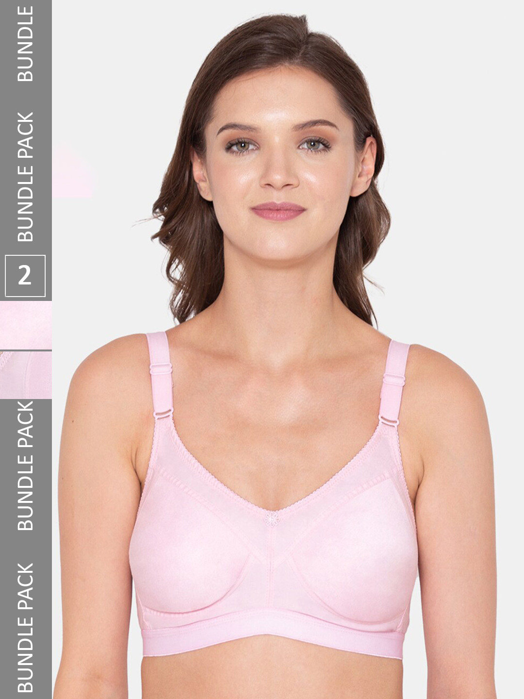 

Souminie Pack Of 2 Non Wired Non Padded Seamless Cotton Minimizer Bra With All Day Comfort, Pink