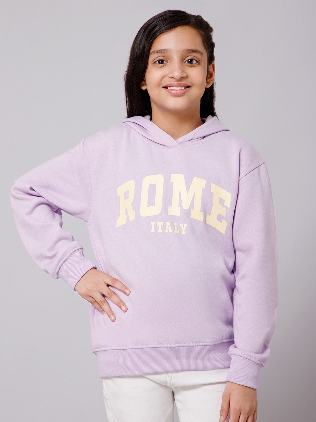 

Alan Jones Girls Printed Hooded Sweatshirt, Purple