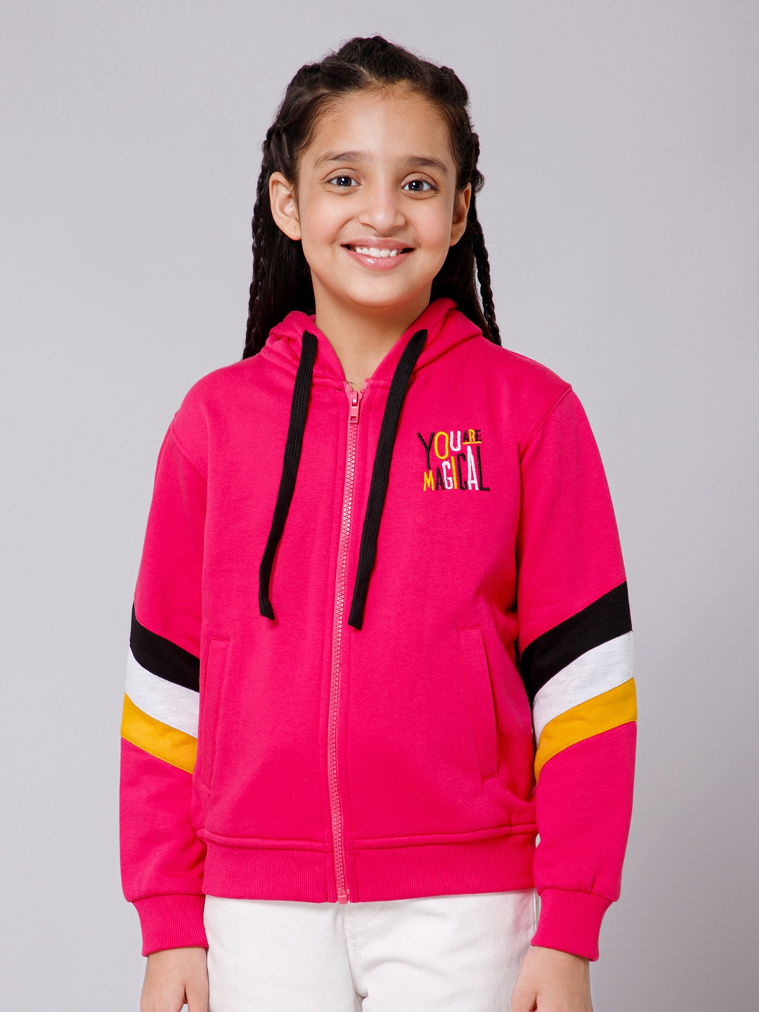 

Alan Jones Girls Front-Open Hooded Sweatshirt, Pink