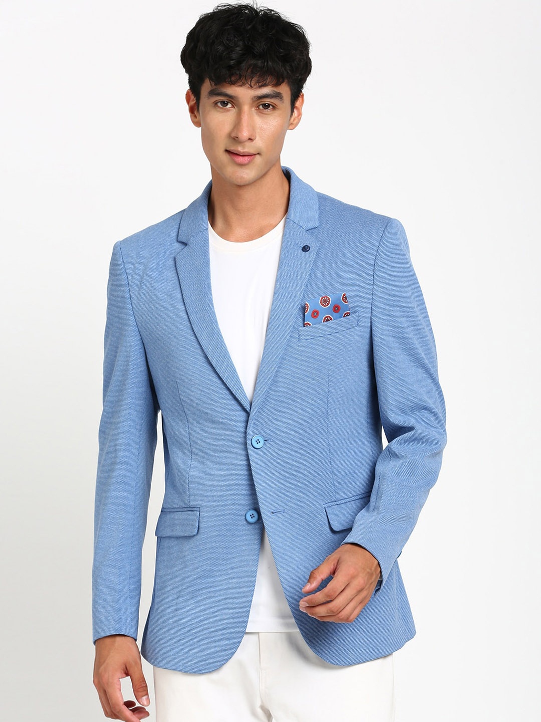 

Turtle Self Design Slim Fit Casual Blazers, Blue