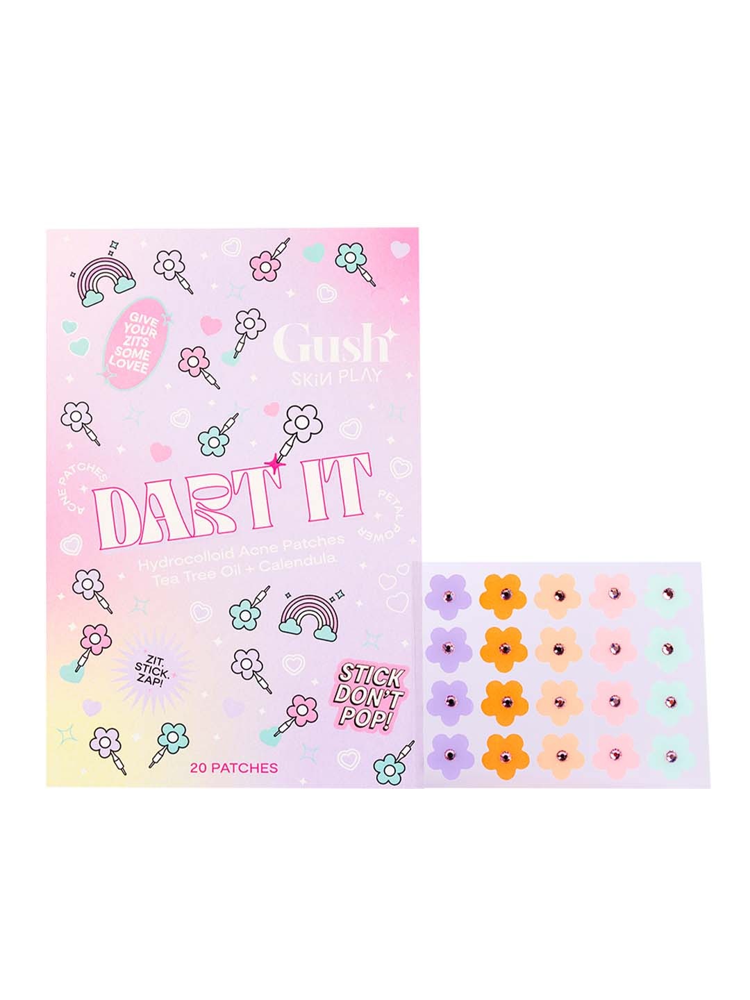 

Gush Beauty Dart It - Petal Power Anti-Acne Hydrocolloid Pimple Patches, Purple