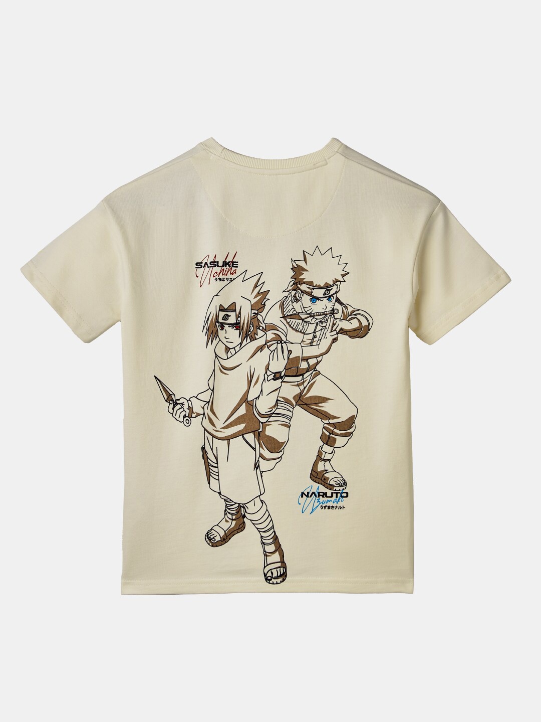 

The Souled Store Boys Off White & Brown Naruto Printed Pure Cotton T-shirt