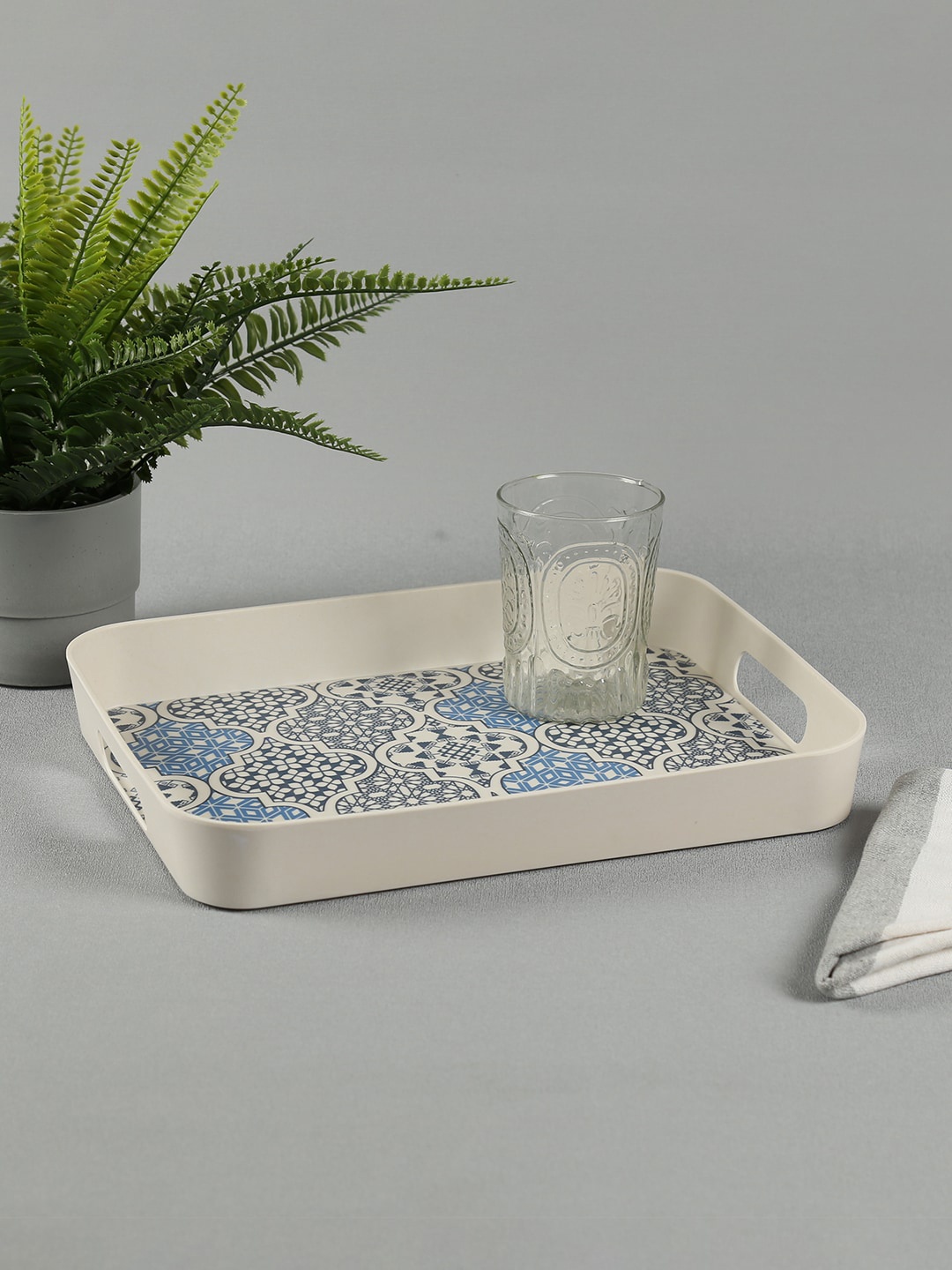 

India Circus by Krsnaa Mehta Cream-Colored Printed Bamboo Serving Tray