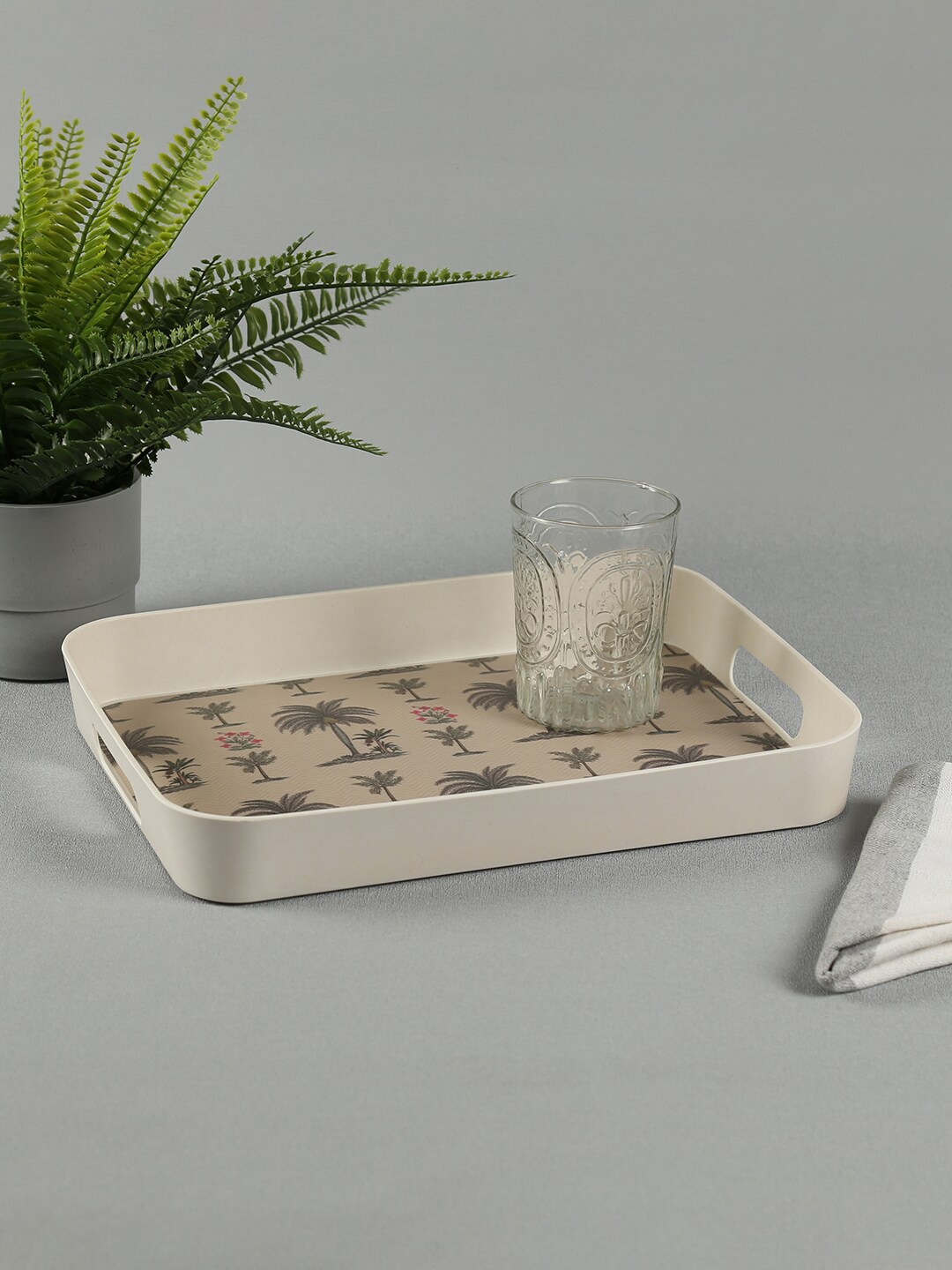 

India Circus by Krsnaa Mehta Cream-Coloured & Green Printed Serving Tray