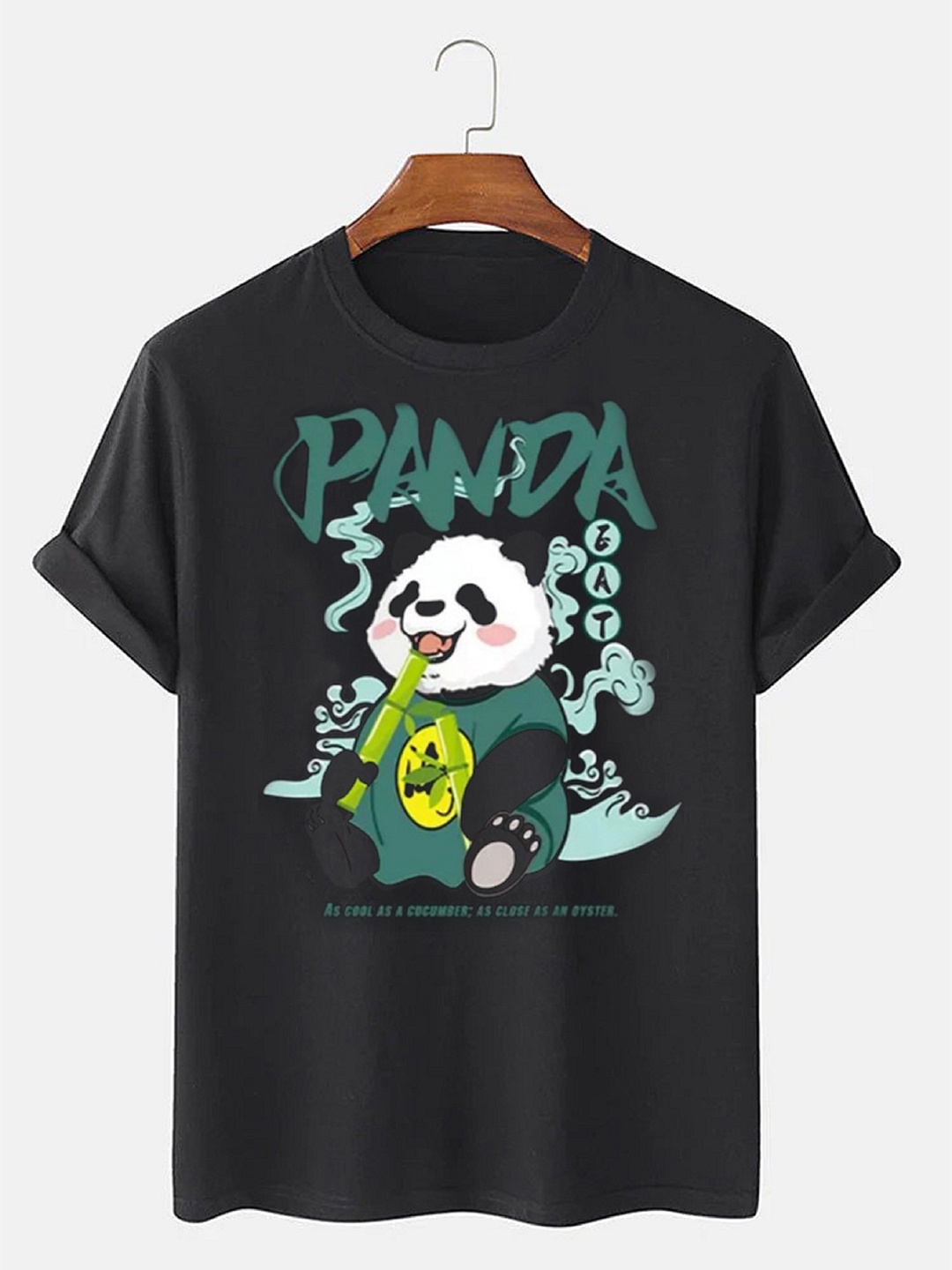 

Try This Panda Printed Round Neck Cotton T-shirt, Black