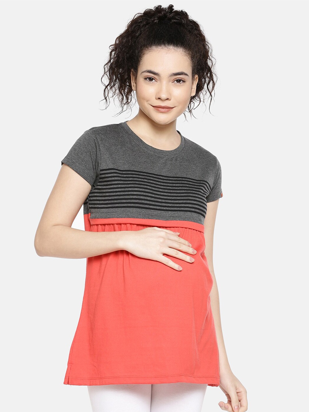 

GOLDSTROMS Colourblocked Round Neck Maternity T-shirt, Charcoal