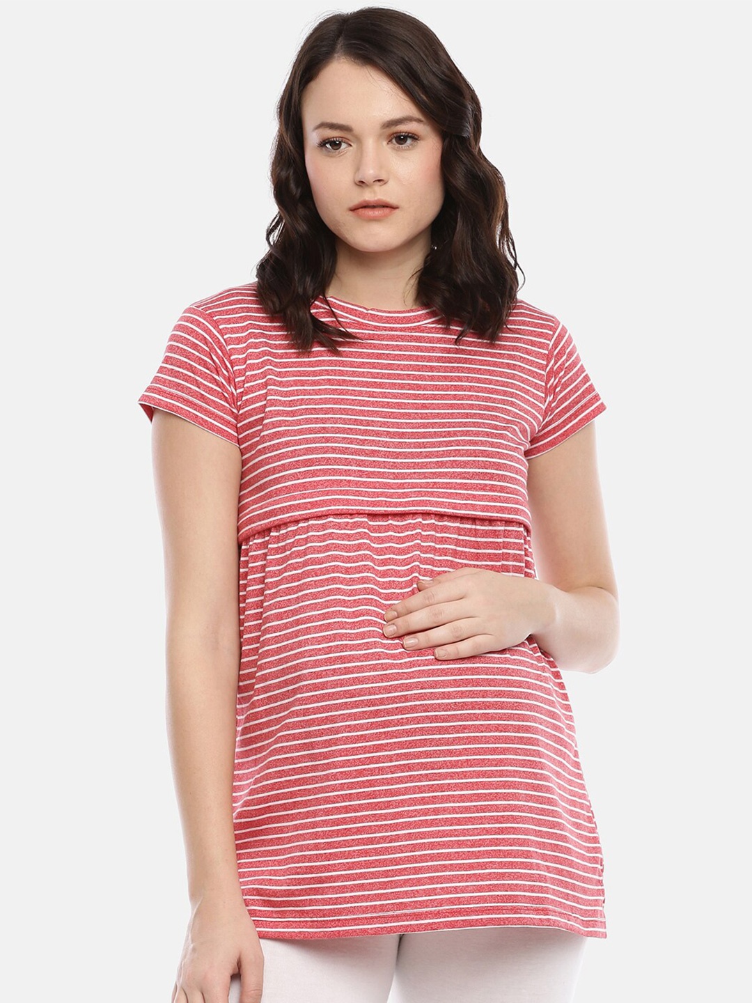 

GOLDSTROMS Maternity Striped Longline Top, Red