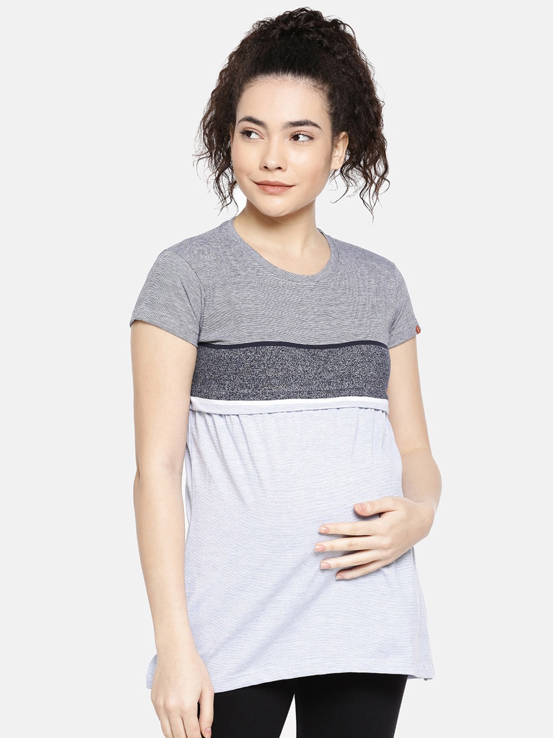 

GOLDSTROMS Maternity Colourblocked Top, Grey