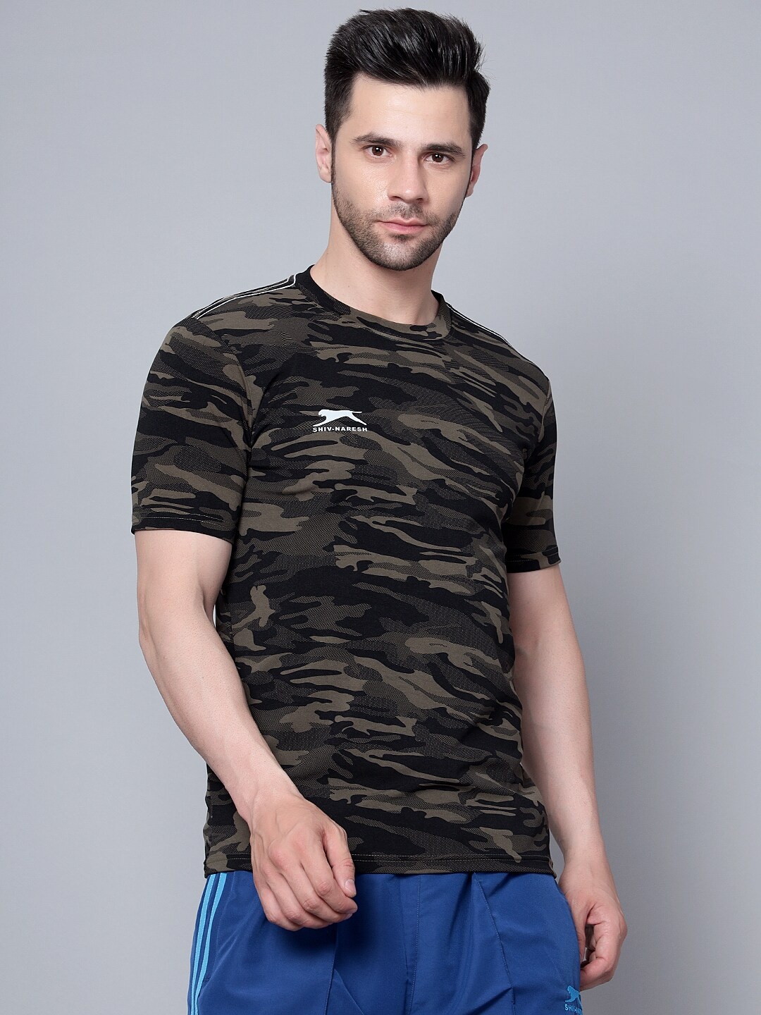 

Shiv Naresh Camouflage Printed Polo Collar T-shirt, Olive