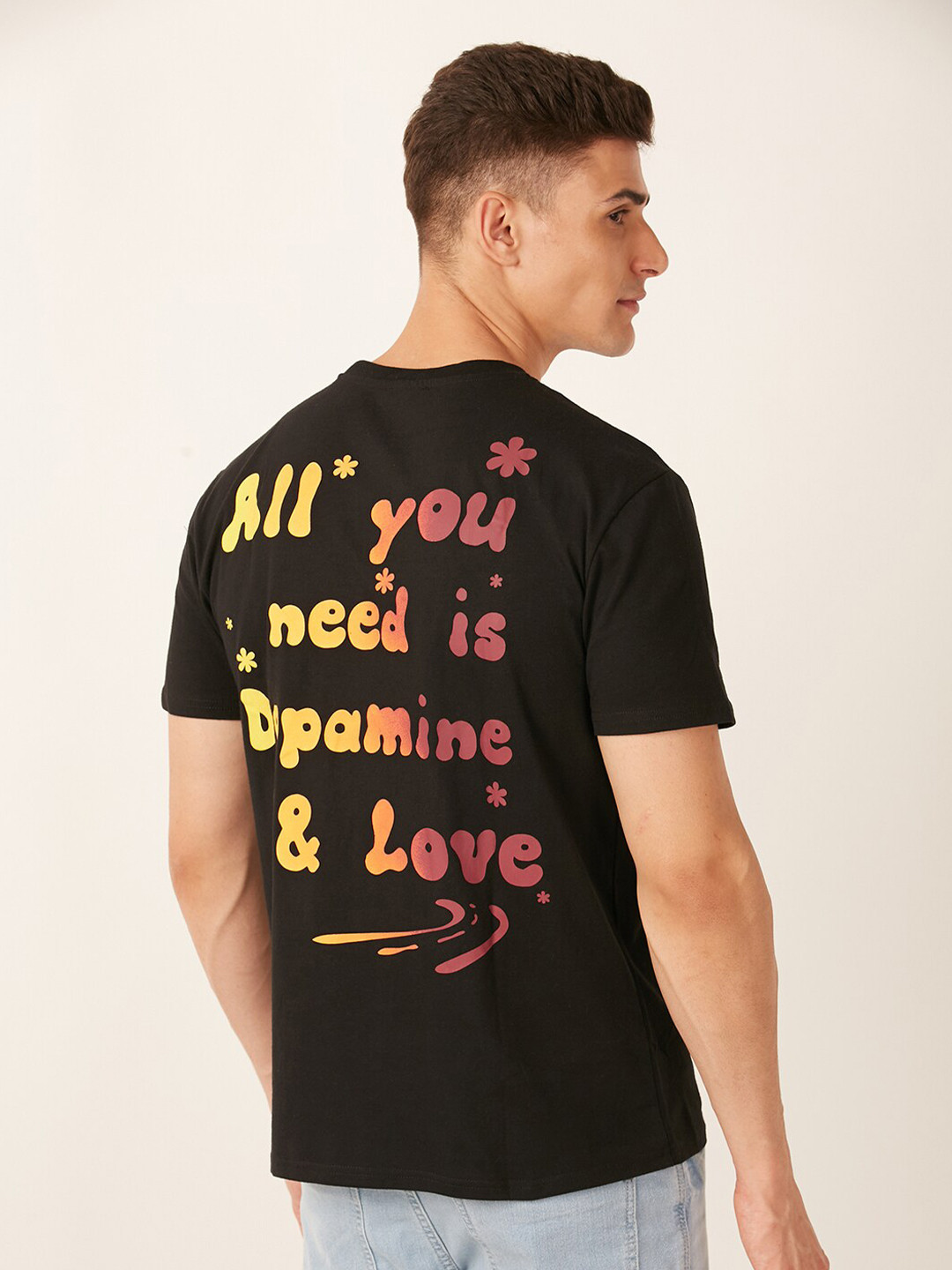 

FOREVER 21 Black Typography Printed Round Neck T-shirt