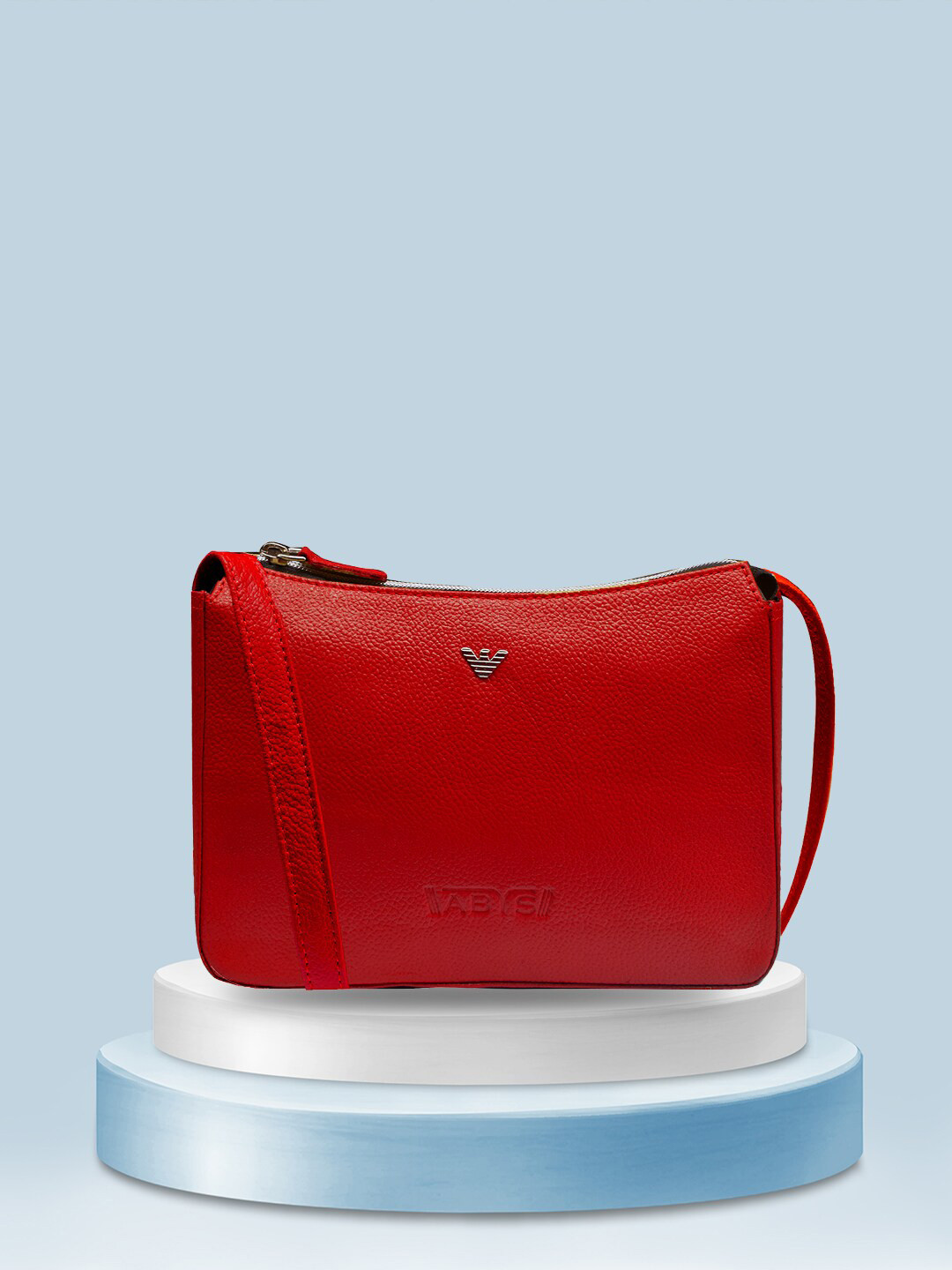 

ABYS Textured Structured Leather Sling Bag, Red