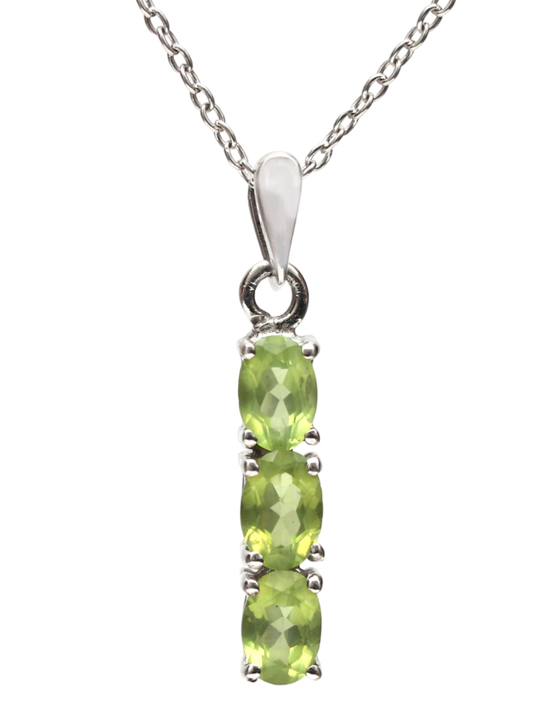 

HIFLYER JEWELS Sterling Silver Peridot Gemstone Studded Pendant, Green