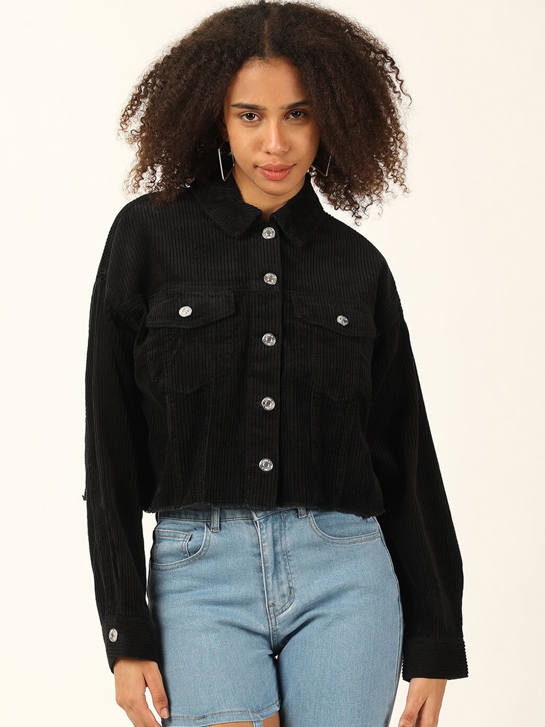 

FOREVER 21 Black Pure Cotton Crop Tailored Jacket