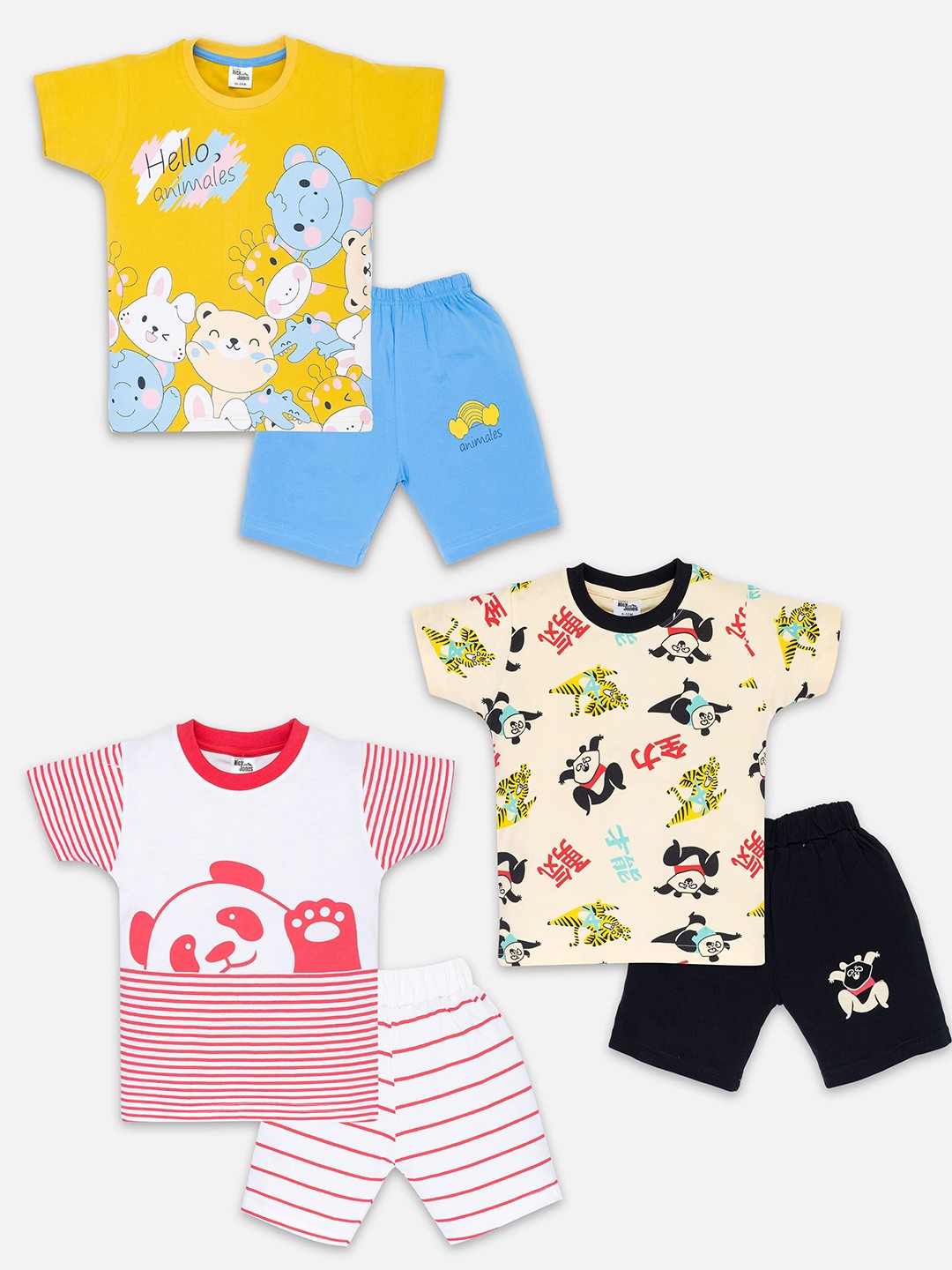 

Nick and Jones Boys Pack Of 3 Printed Pure Cotton T-shirt with Shorts, Yellow