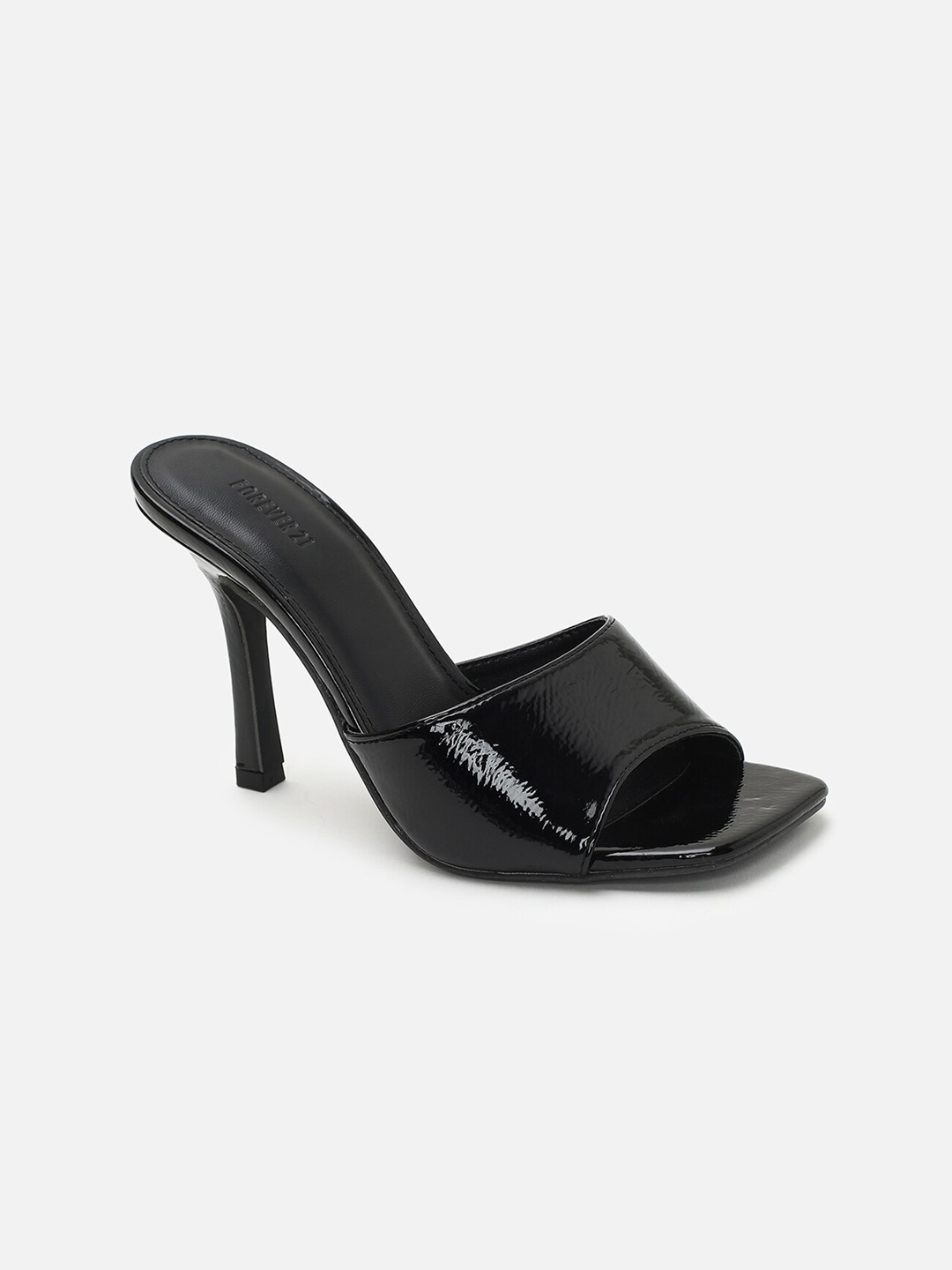 

FOREVER 21 Black Open Toe PU Stiletto Heels