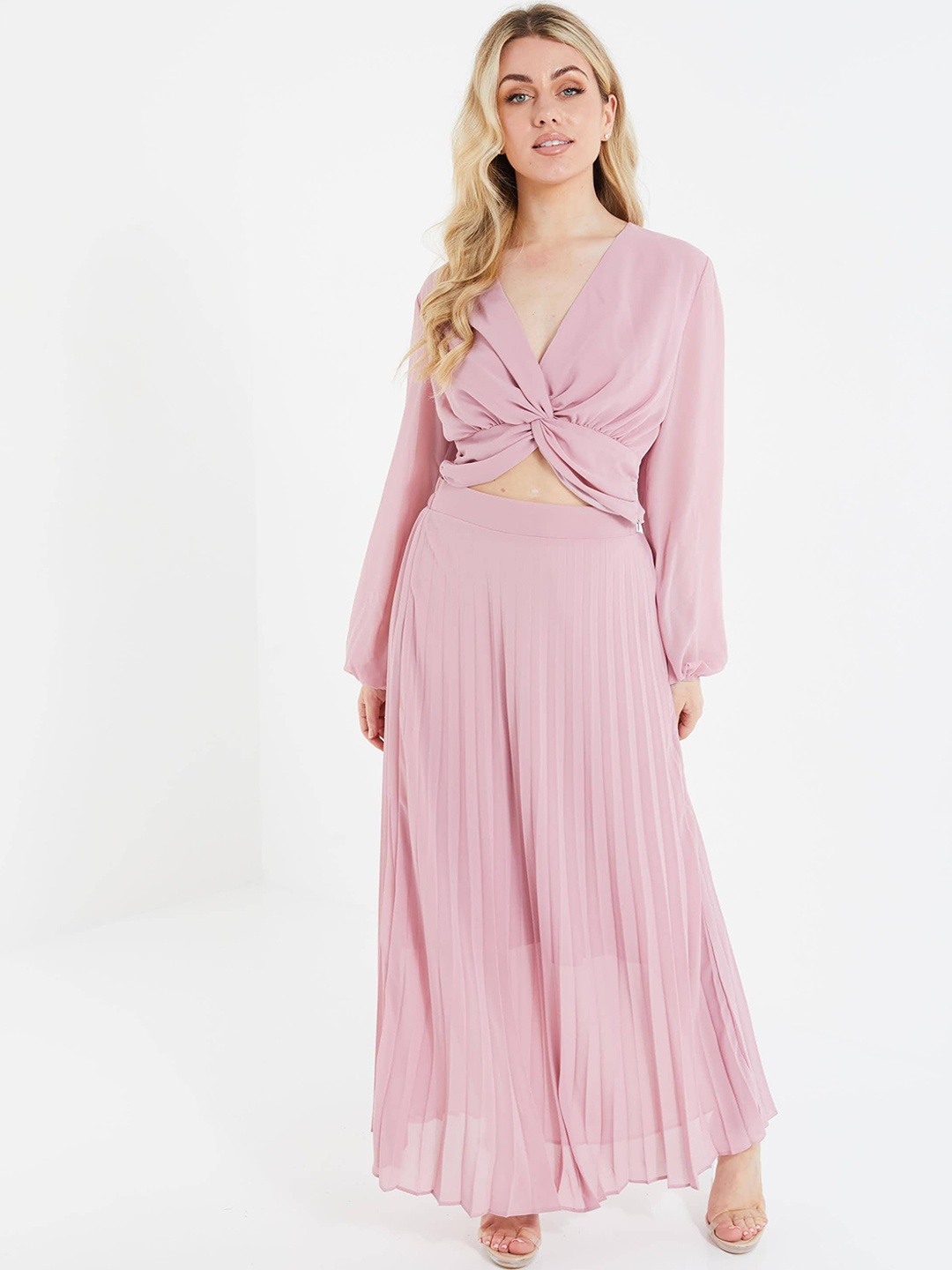 

QUIZ Accordion Pleated Maxi Skirt, Pink