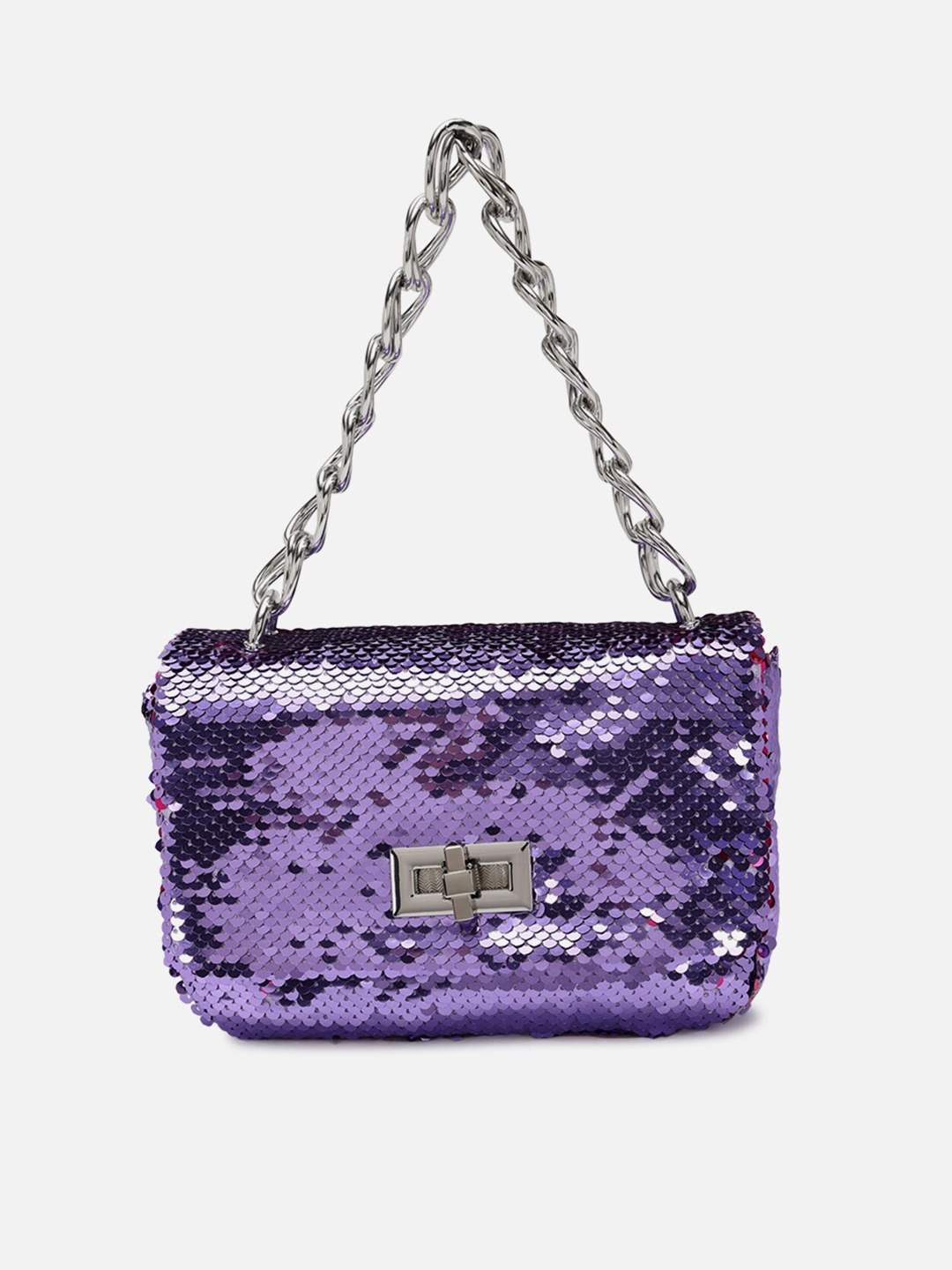 

FOREVER 21 Purple Embellished PU Structured Handheld Bag