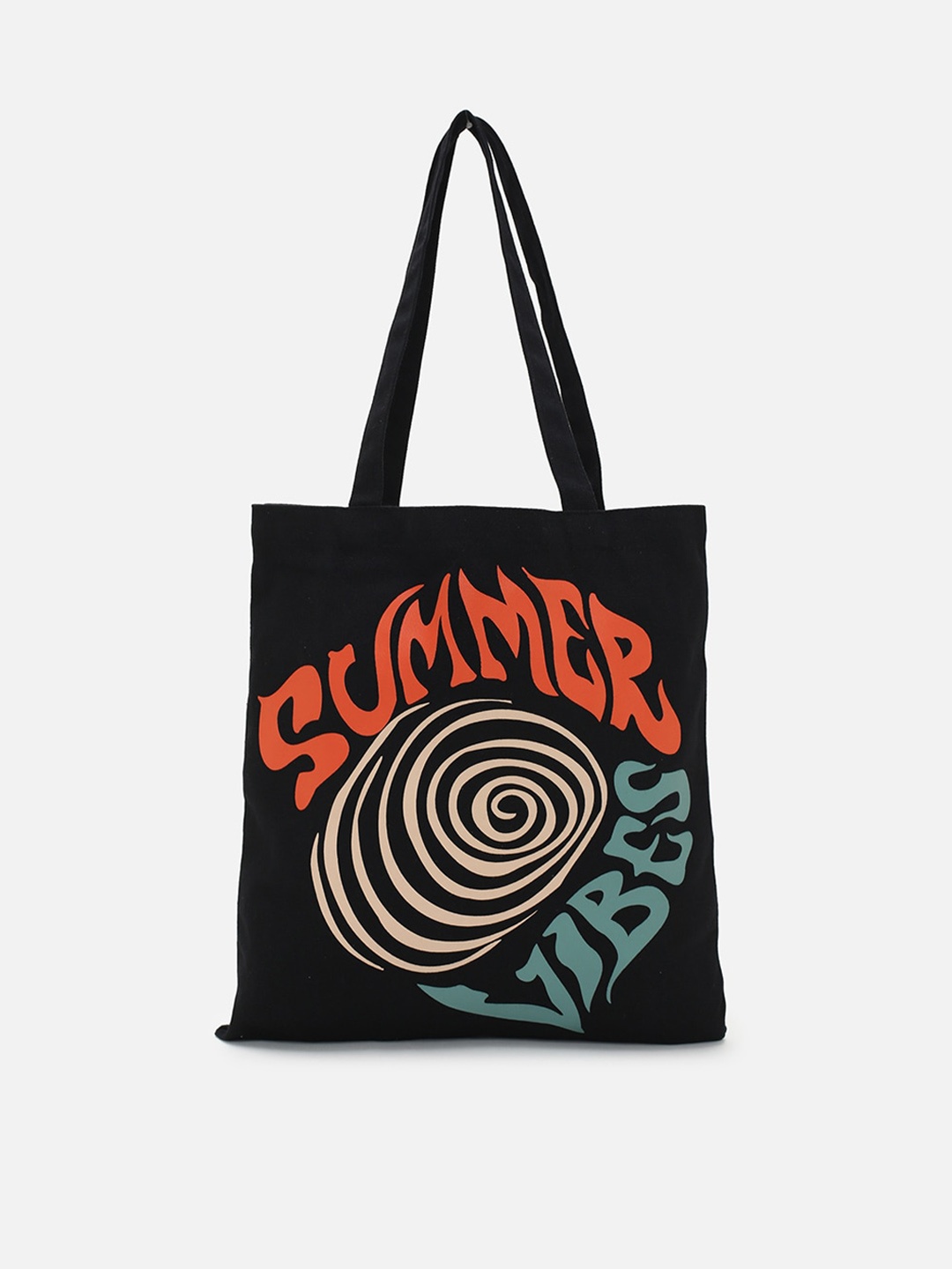 

FOREVER 21 Black Typography Printed Oversized Shopper Pure Cotton Tote Bag