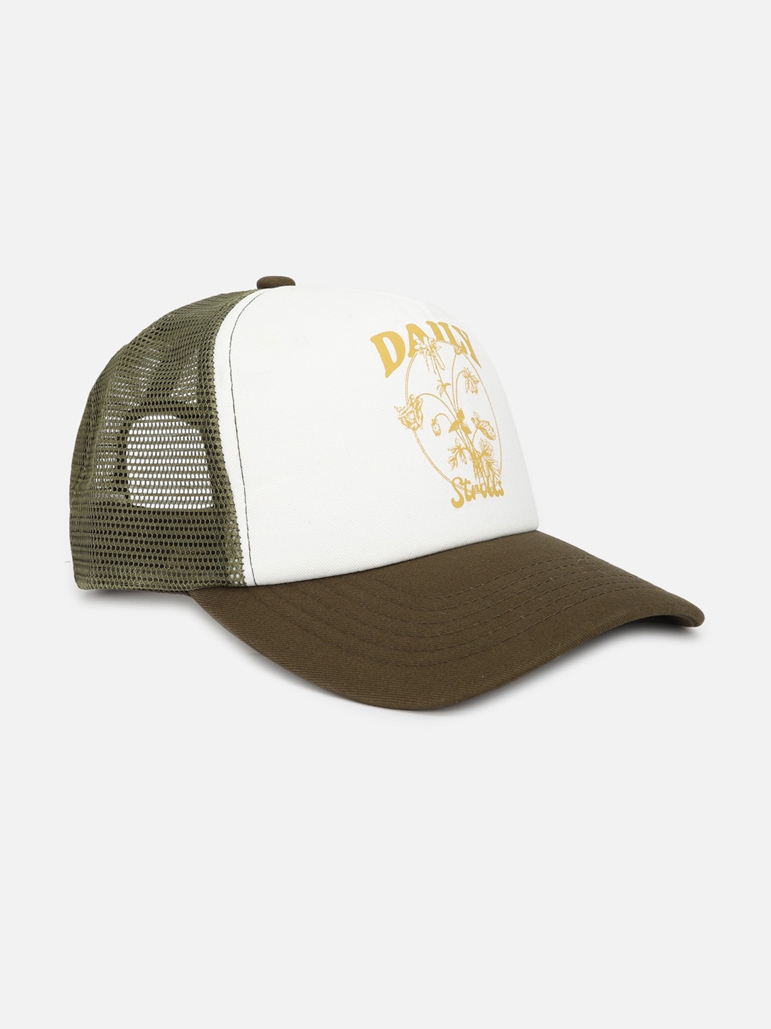 

FOREVER 21 Women Colourblocked Pure Cotton Baseball Cap, Green