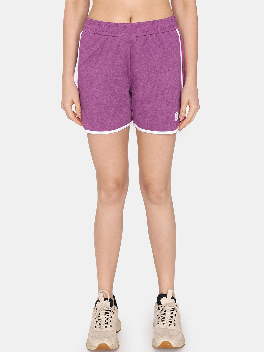 

Rosaline by Zivame Women Mid-Rise Cotton Sports Shorts, Purple