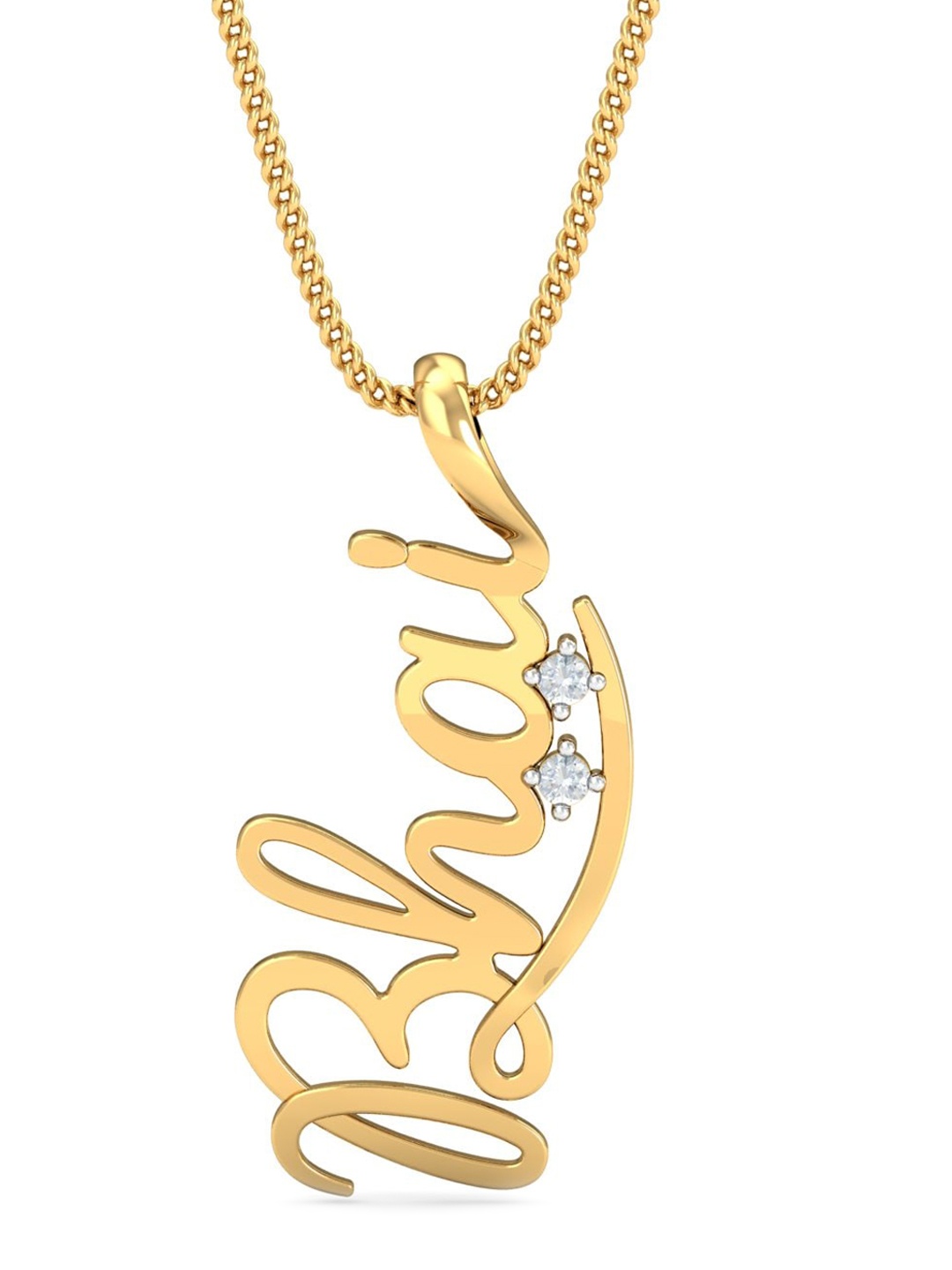 

KUBERBOX 18KT Gold Diamond-Studded Bhai Pendant-1.04gm