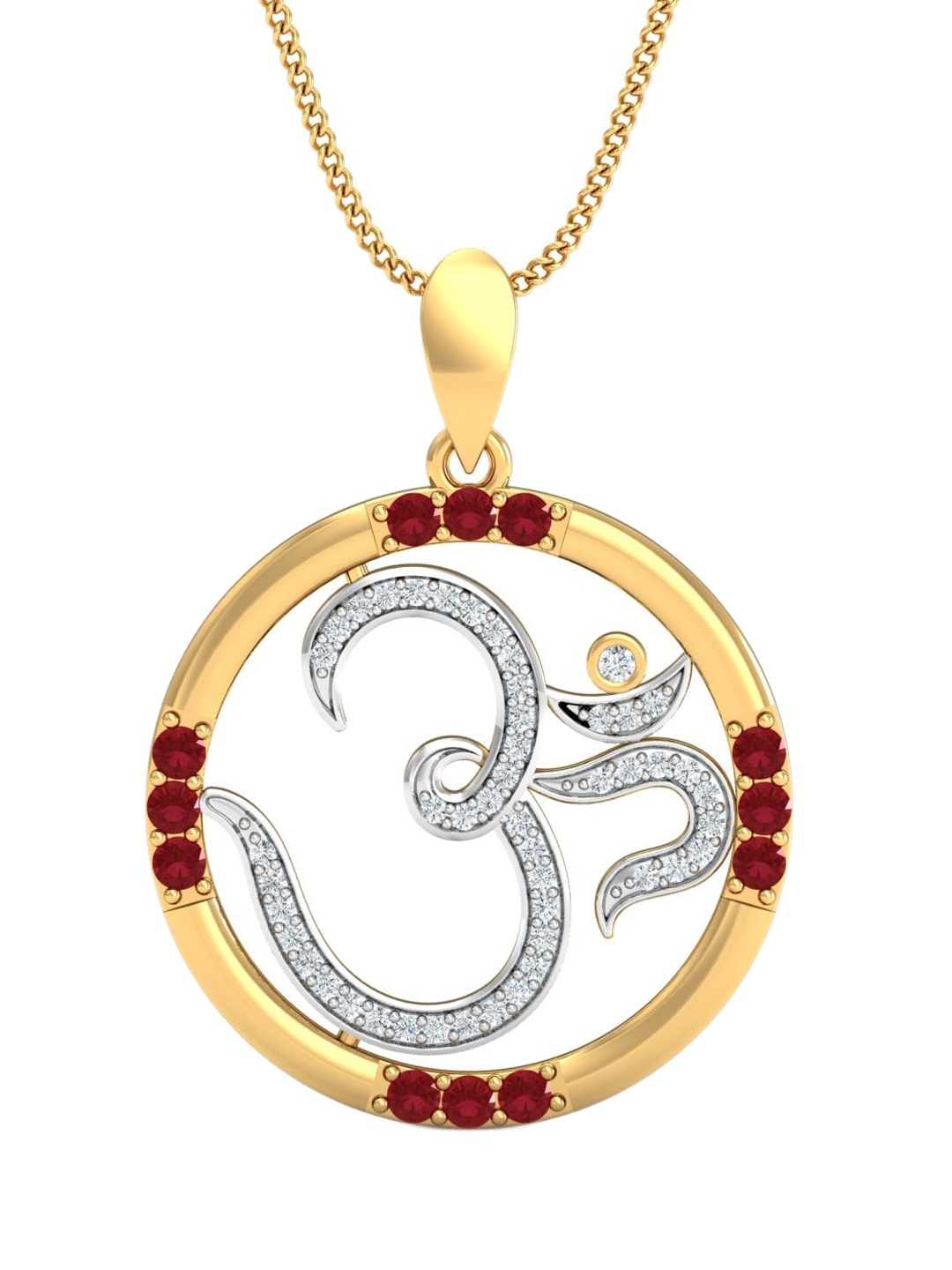 

KUBERBOX 18KT Gold Diamond & Ruby-Studded Pendant-1.9gm