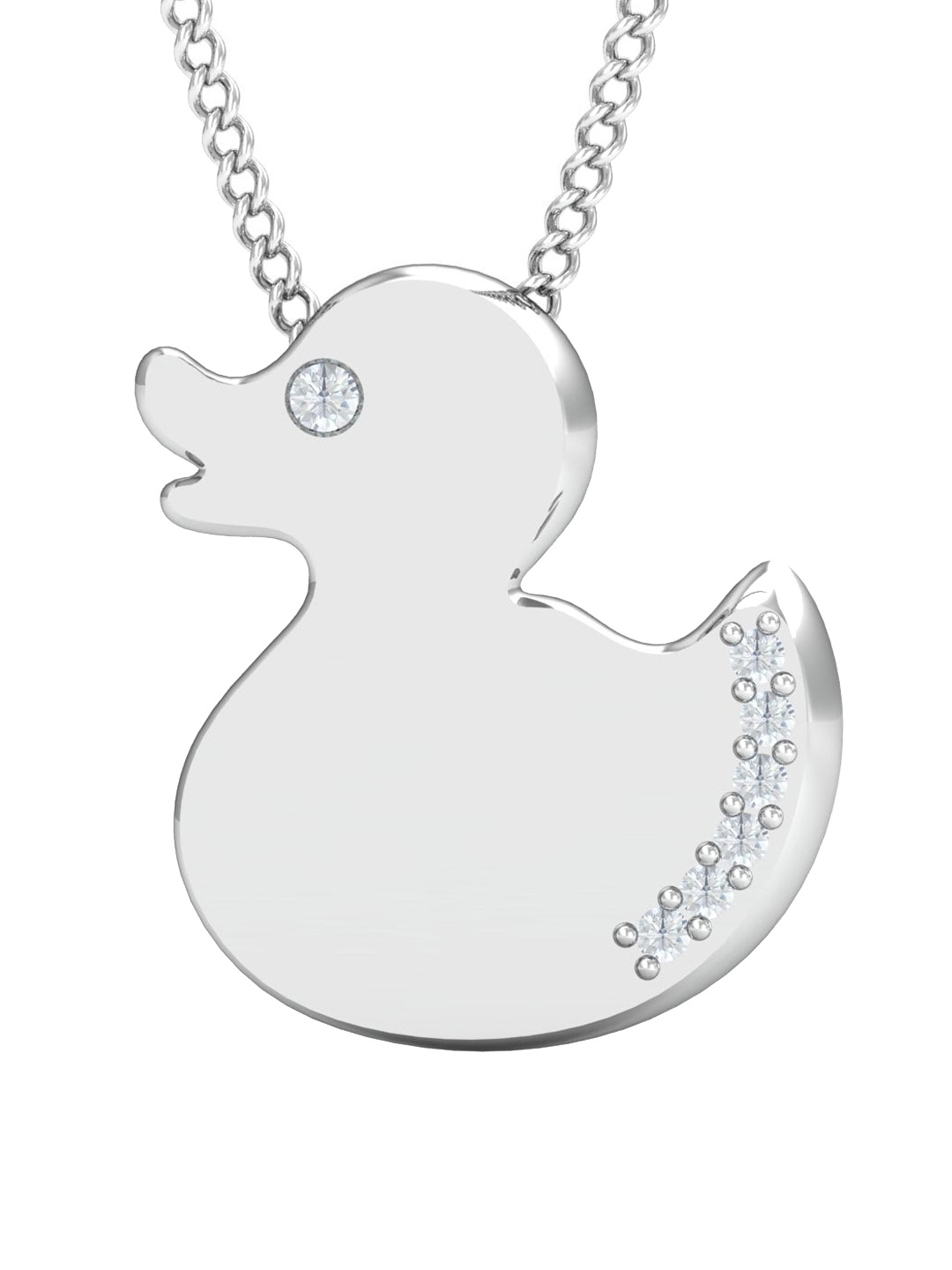 

KUBERBOX Duck 18KT White Gold Diamond-Studded Pendant-1.28gm, Silver