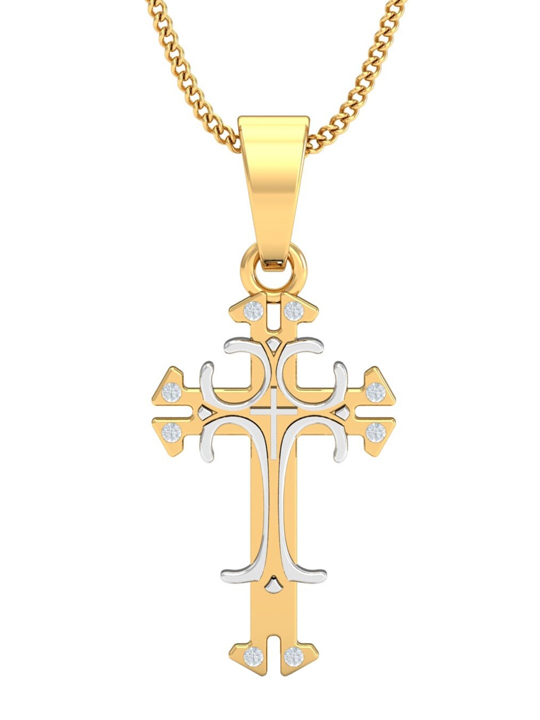 

KUBERBOX 18KT Gold Diamond-Studded Kendra Christian Pendant-1.06gm