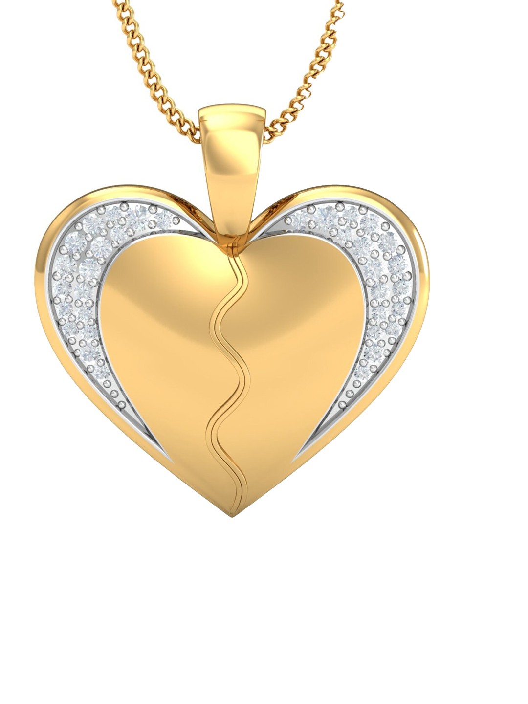 

KUBERBOX 18KT Gold Diamond-Studded Detachable Couple's Heart Pendant-2.97gm