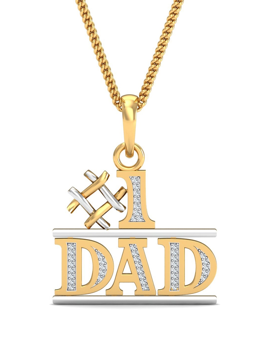 

KUBERBOX No.1 Dad 18KT Gold Diamond-Studded Pendant-2.88gm