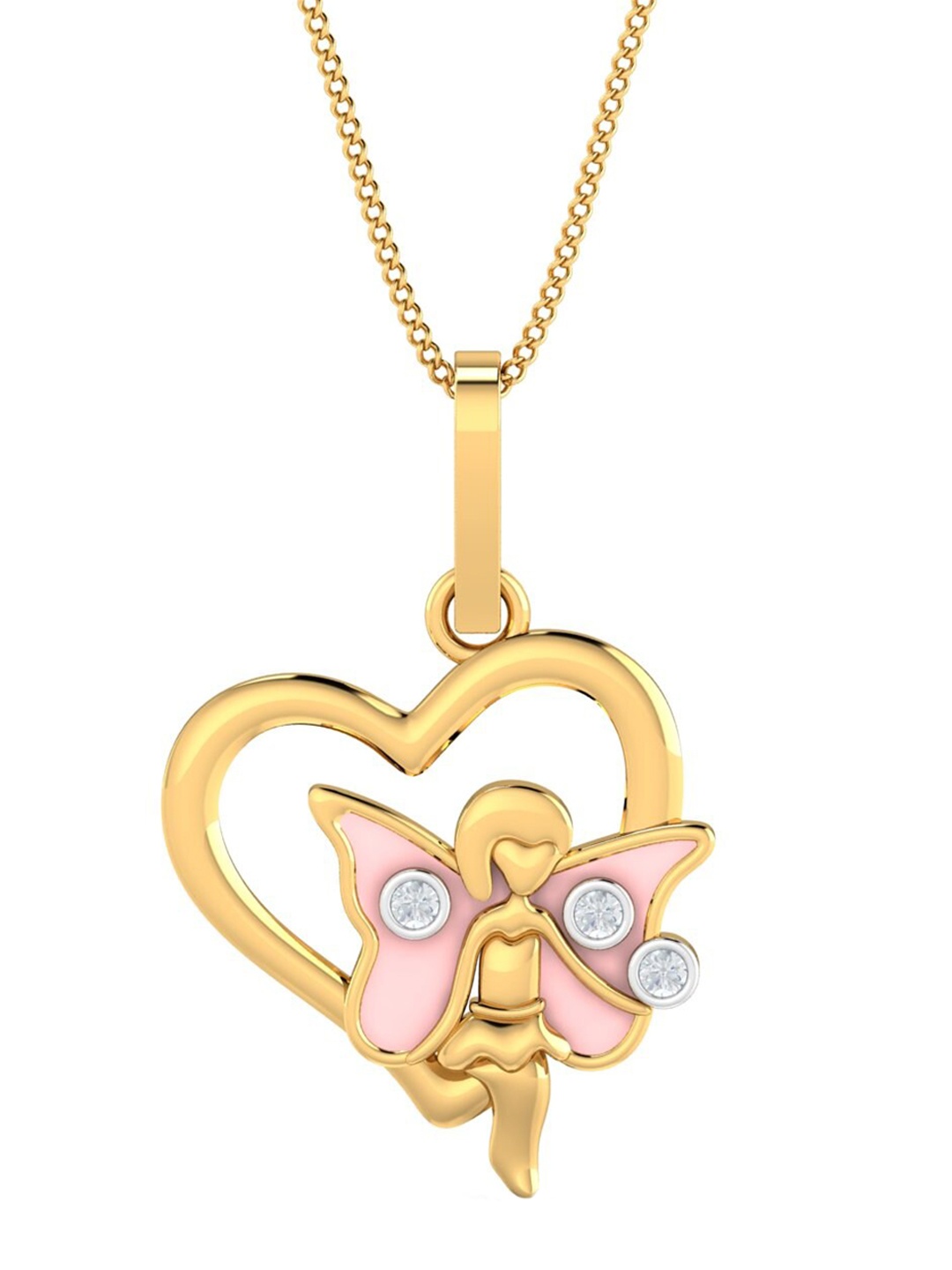 

KUBERBOX Cuper Heart Enamel 18KT Gold Diamond-Studded Pendant-1.96gm
