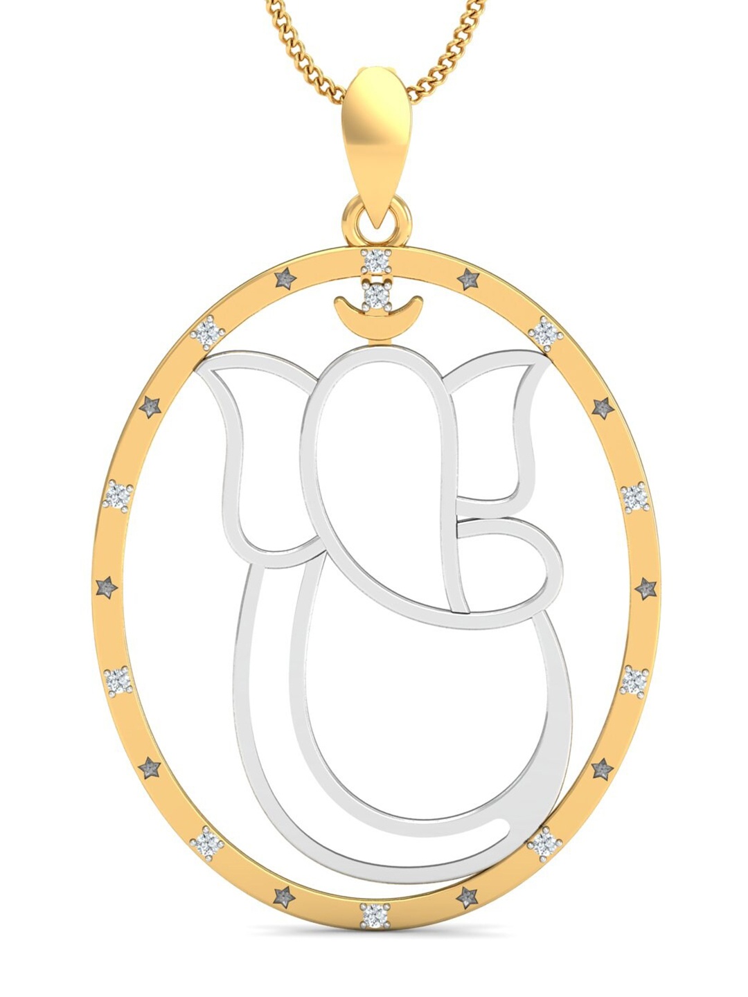 

KUBERBOX Starry Ganesh 18KT Gold Diamond-Studded Pendant-2.19gm