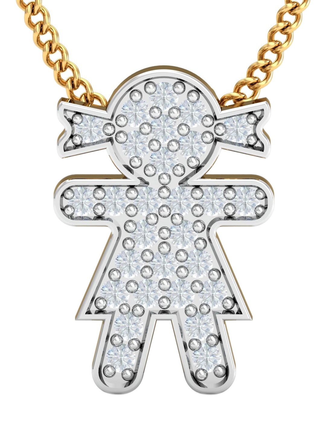 

KUBERBOX Cute Dolly 18KT Gold Diamond Studded Pendant-0.63gm