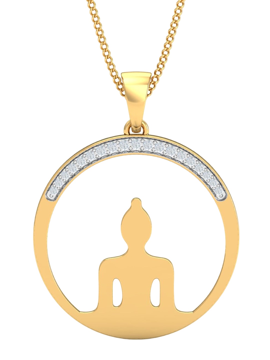 

KUBERBOX Dhayana Buddha 18KT Gold Diamond Studded Pendant-1.58gm