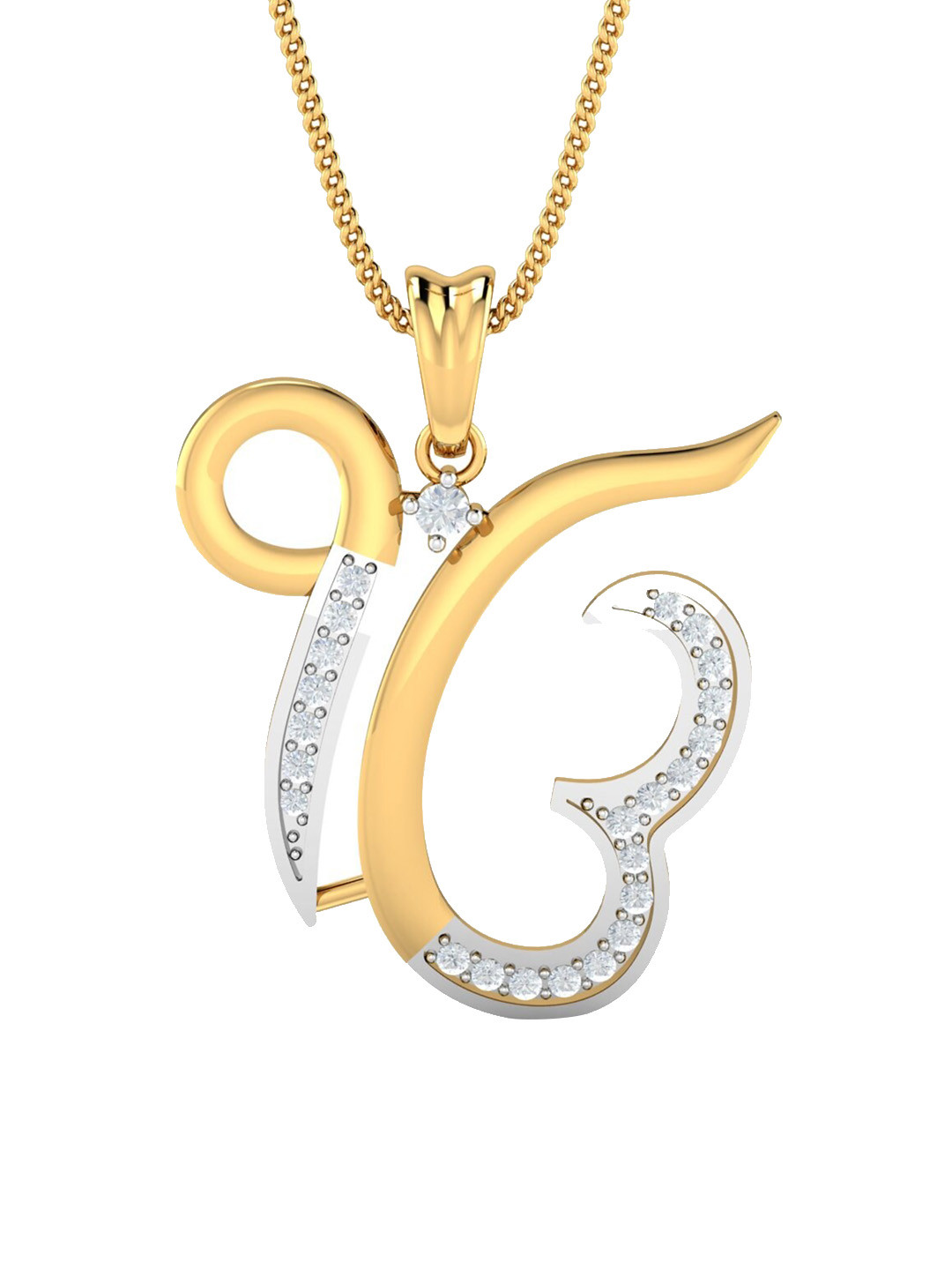 

KUBERBOX Ik Onkar 18KT Gold Diamond-Studded Pendant-2.33gm